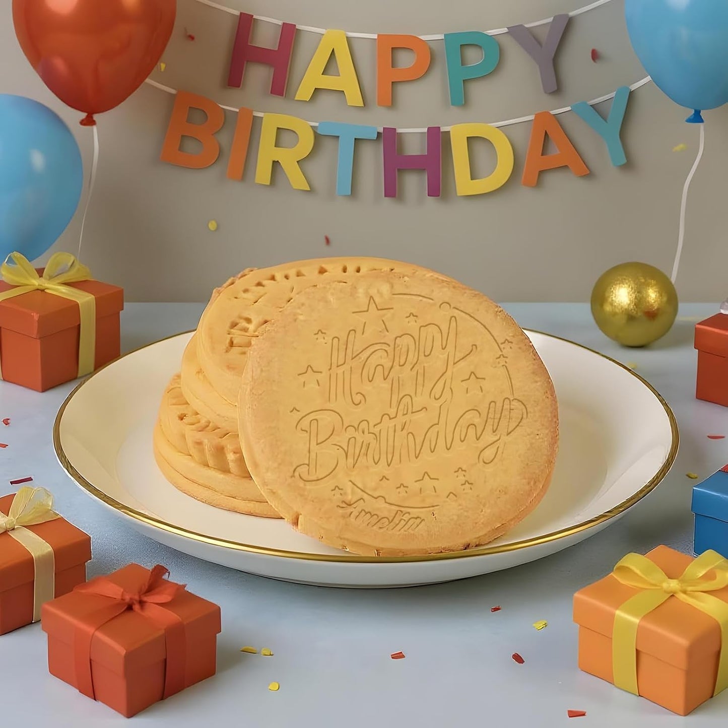 Personalized Birthday Cookie Stamp Custom Acrylic Cookie Embossing Mold with Handle for Baking Decoration