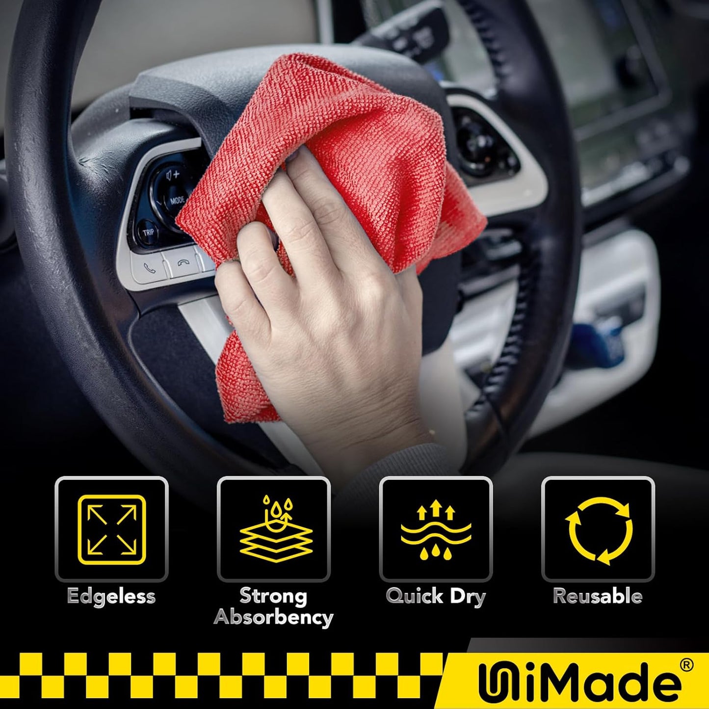 Shop Towels, 24 Pack Commercial Grade Shops Rags Microfiber Towel for Cars Cleaning Rags Bulk Clean Cloth for Automotive Bar Mechanic Restaurant Garage Housekeeping, 11.5"x 11.5", Red