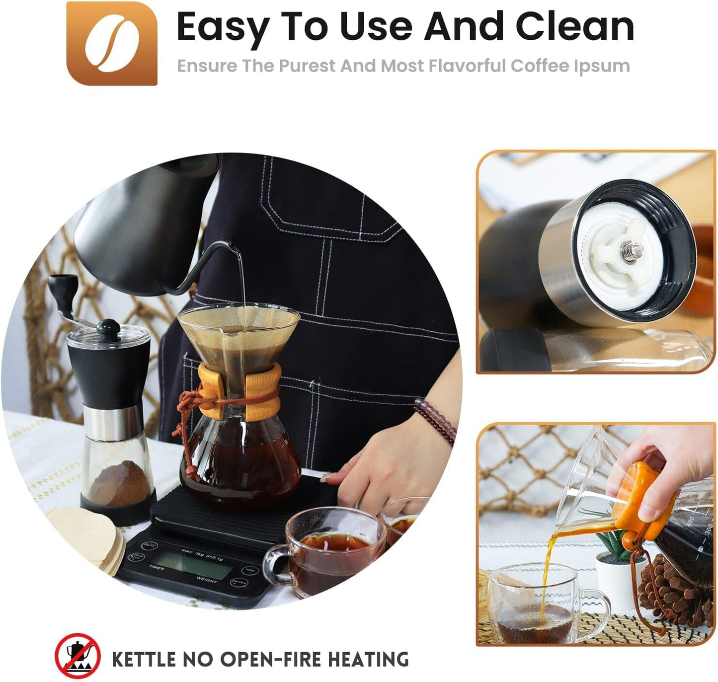 SOTECH Portable Pour Over Coffee Maker Dripper Set Espresso Americano Latte For Travel Camping Office Home Car Hiking(2 Cup Coffe Gift Set)