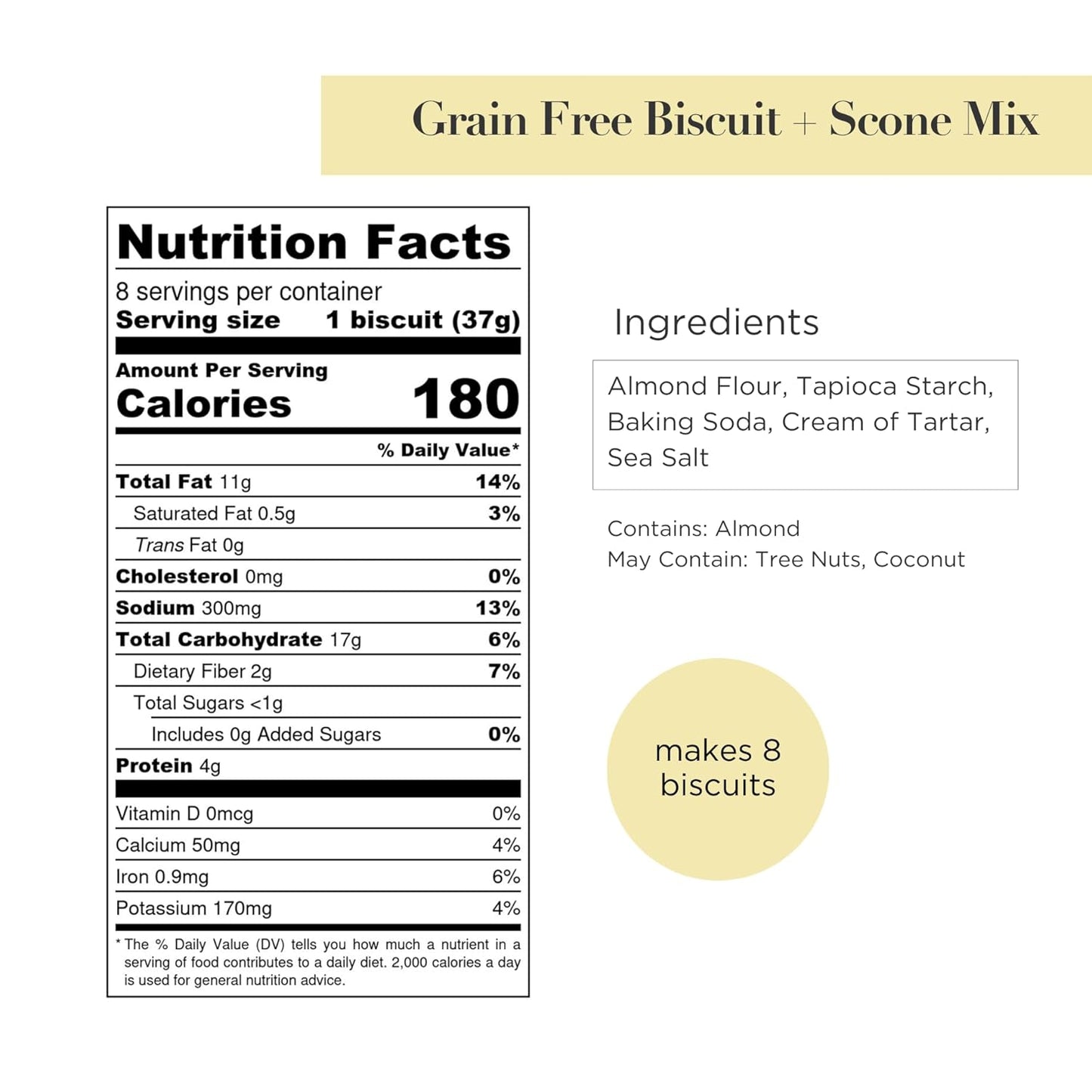 Stellar Eats Grain-Free Biscuit & Scone Baking Mix | Gluten-Free, Dairy-Free, Plant-Based, Paleo-Friendly | Buttery & Decadent Flavor | Almond Flour-Based | Non-GMO Project Verified, Kosher | 10.4 oz | 1 Pack