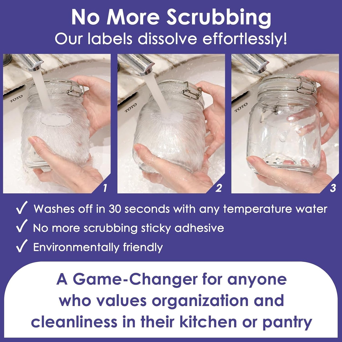 DGBDPACK 400 Dissolvable Canning Labels for Mason Jars, Small Pantry Labels 1 x 2⅛ inch, Water-Soluble Stickers-8 Designs