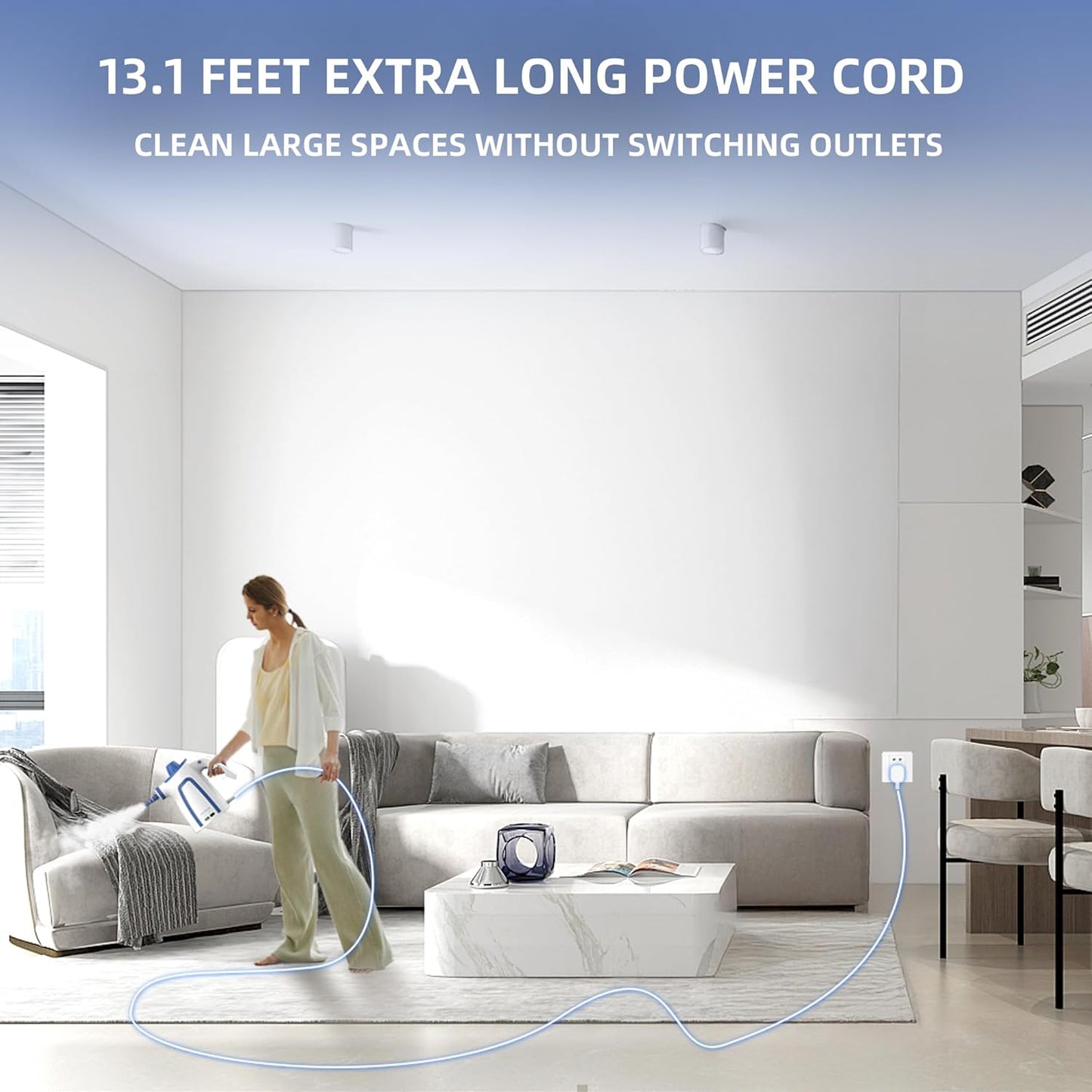 Steam Cleaner, Handheld Steam Cleaner for Home, Pressurized Steamer for Cleaning Carpet, Floor, Upholstery and Car, 13ft Extra-long Power Cord & 11 Multi-Purpose Accessories