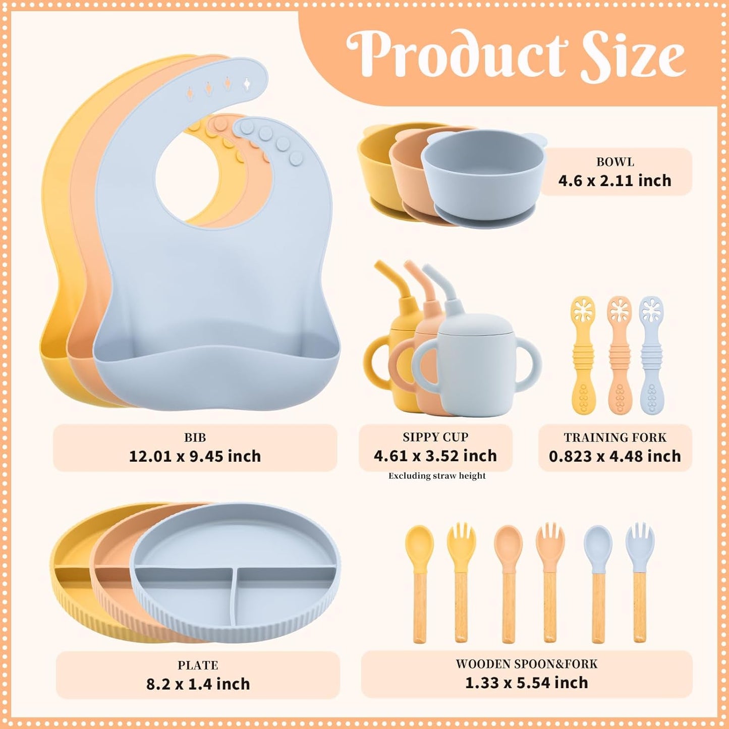 Silicone Baby Feeding Set 21 Pcs, Led Weaning Supplies, Baby Feeding EatincSupplies Set BPA Free, Essentialsfor Newborn Gift Mixed