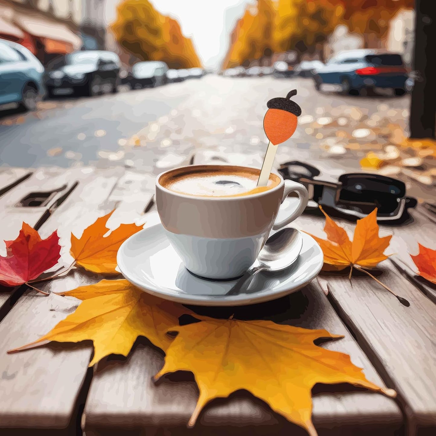 Jinei 120 Pcs Thanksgiving Coffee Stirrers Stir Sticks Natural Wooden Stir Sticks Disposable Drink Stirrers for Stirring Hot Chocolate Milkshake Restaurant Home Office