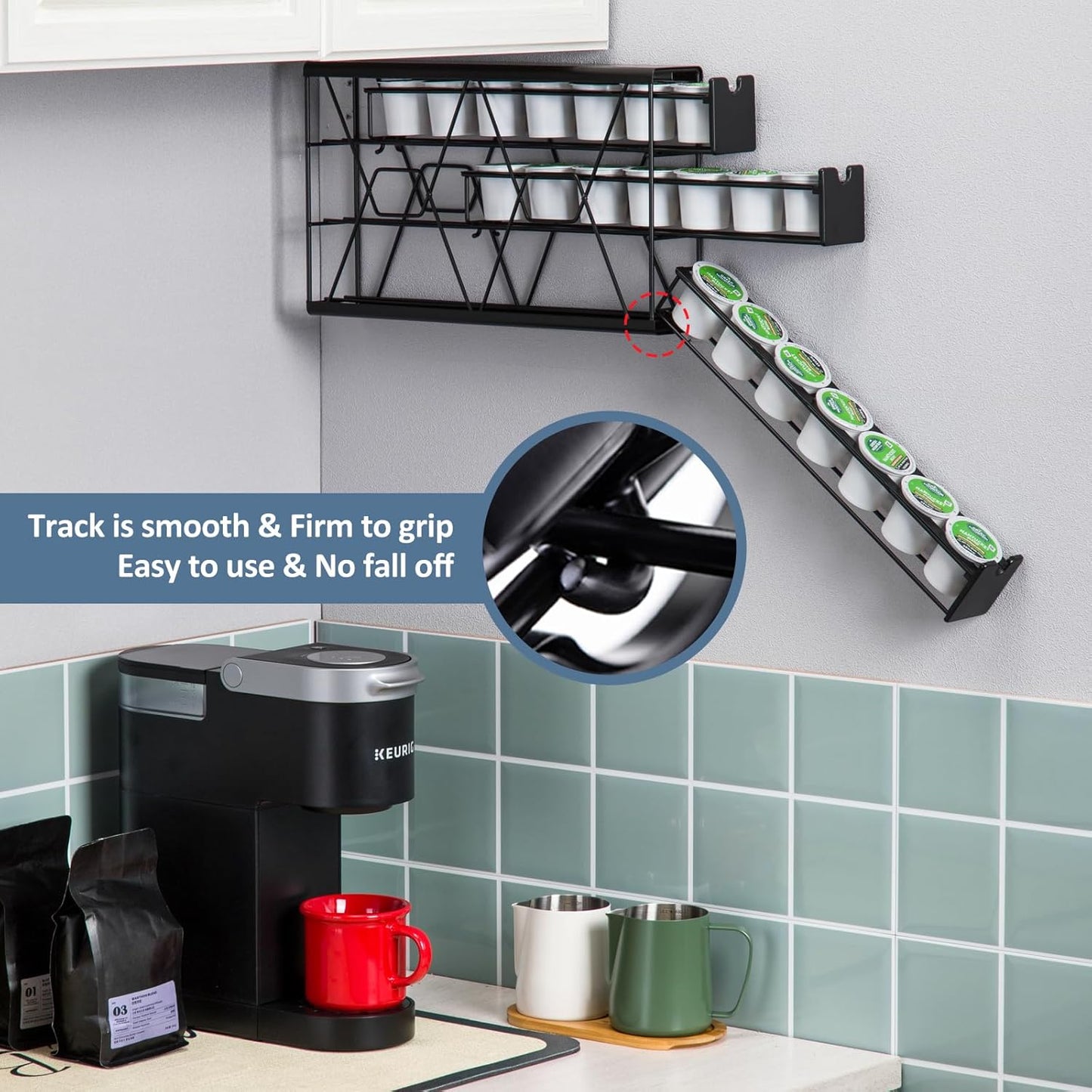 ZCDCP for K Cup Coffee Pod Holder, K Cup Holder Drawer Wall Mounted Coffee Pod Organiser (Holds 21 Coffee Pods)
