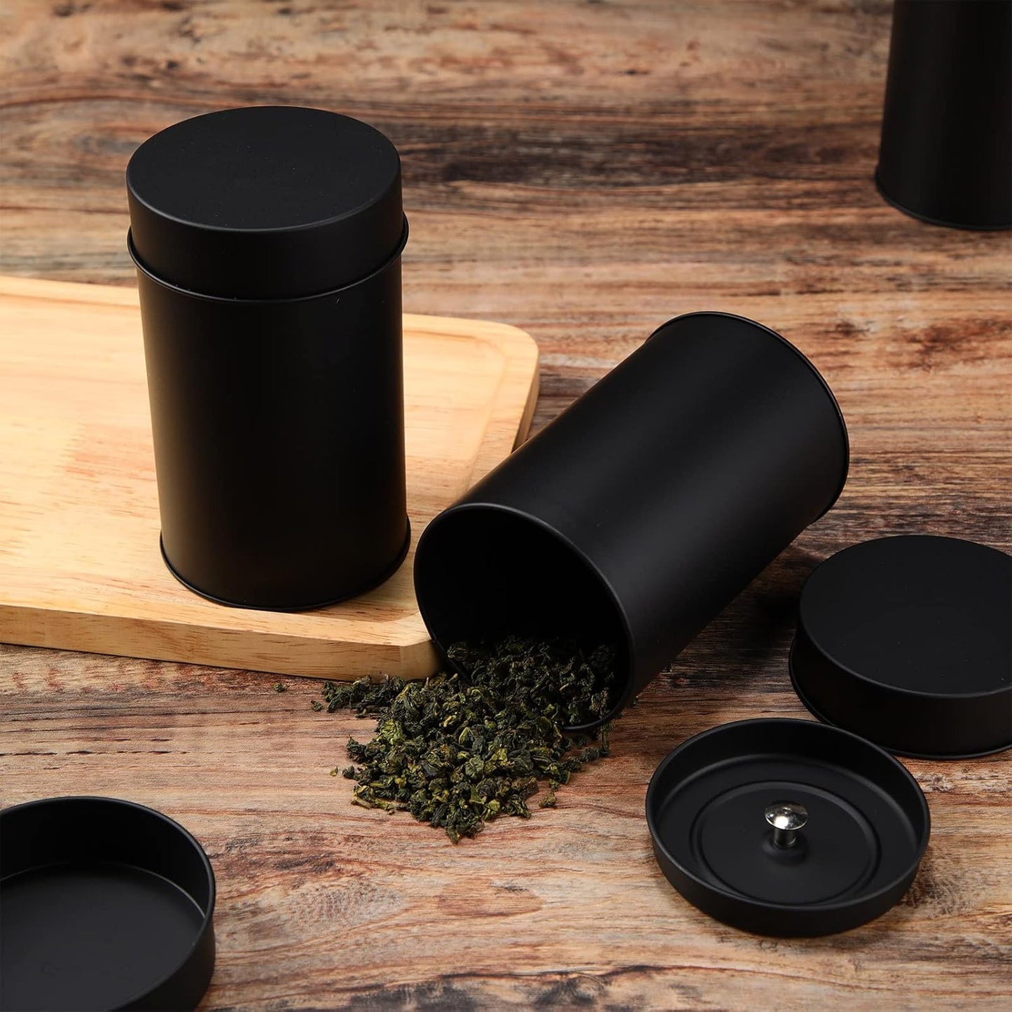 Zopeal 3 Pack Metal Tea Tin Canister with Airtight Double Lids 16 oz Round Tin Can with Lid Double Sealed Small Kitchen Container for Loose Tea Storage Coffee Sugar Candy Herbs and Spices