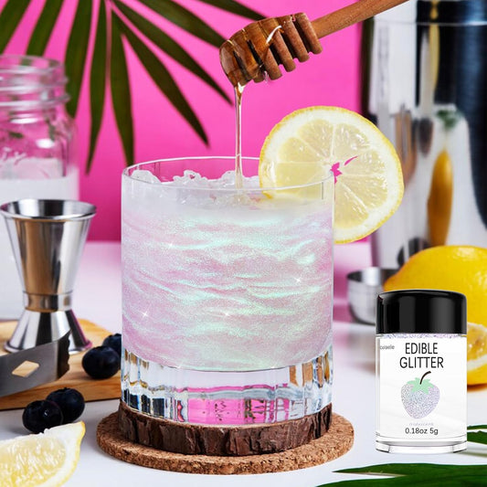 Iridescent Edible Glitter for Drinks - 5 Grams Prism Powder Cocktail Drink Glitter Food Grade Luster Shimmering Dust Vegan Metallic Food Coloring Sprinkle for Cake Decorating, Chocolates, Fondant Pops