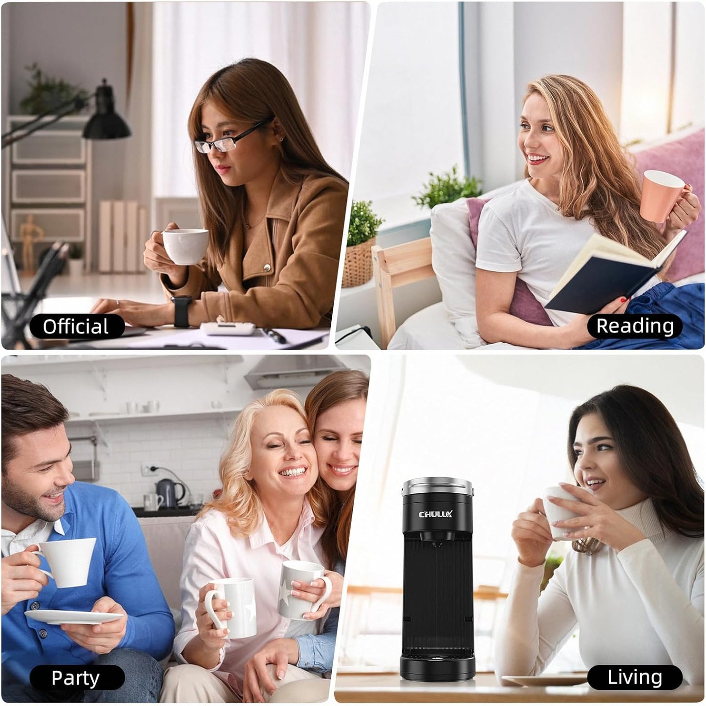 CHULUX Slim Single Serve Coffee Maker for K Cup, Mini Travel One Cup Coffee Machine for Home, Desk, Kitchen and Bedroom, Fits Travel Mug, Cyan