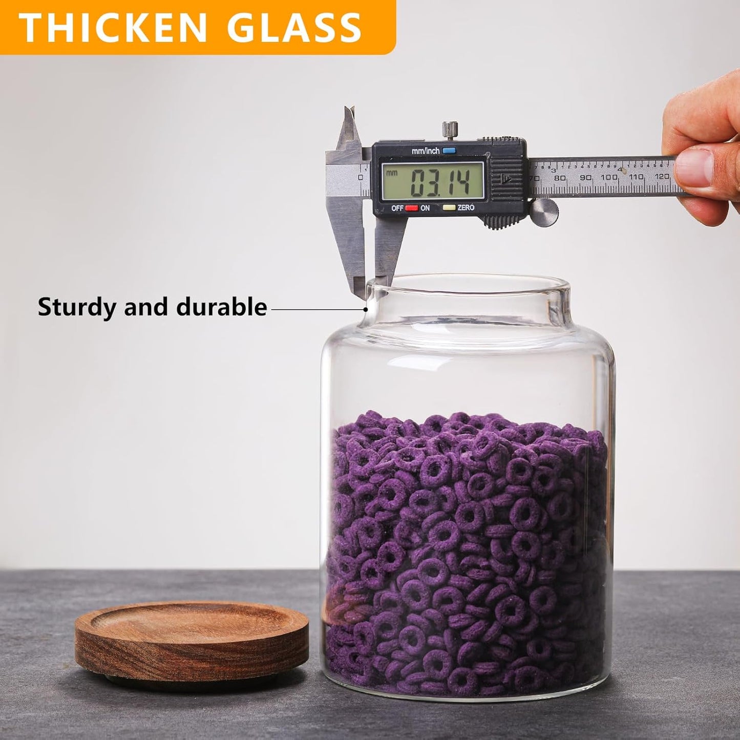 Large Glass Jar with Lid Set of 2, Glass Sugar Containers Kitchen Canisters Pantry Glass Food Storage Container for Candy Coffee Bean Cereal Flour Cookies (67oz(2000ml)-2 pack)