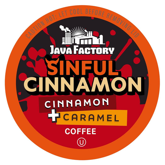 Java Factory Coffee Pods Cinnamon Flavored Coffee Compatible with K Cup Brewers Including 2.0, Sinful Cinnamon, 40 Count