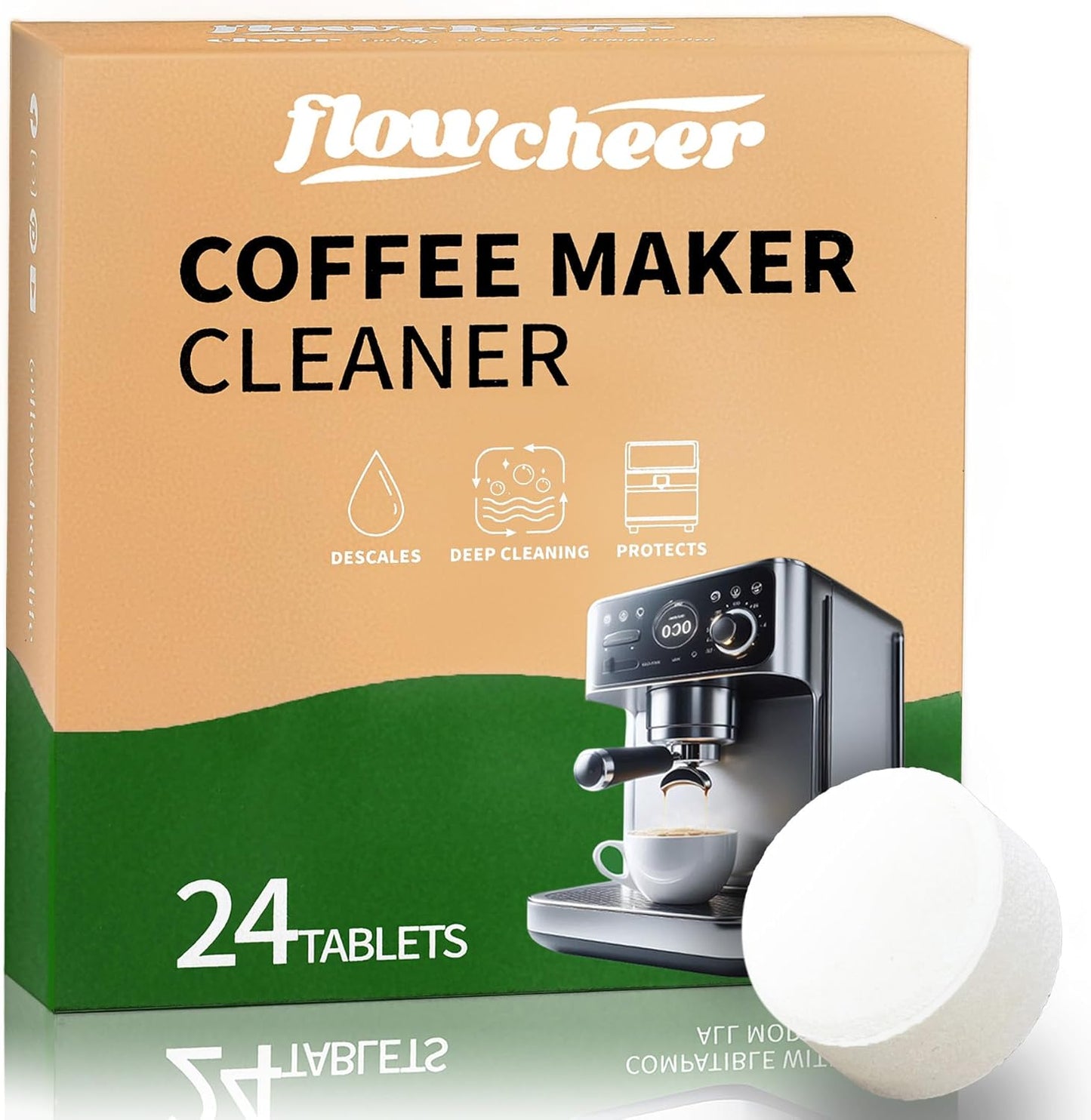 Coffee Maker Cleaner & Descaler Tablets 24-Pack - Coffee Machine Tablets Compatible with Keurig,Nespresso,Jura, Breville, Ninja, Deep Cleaning Coffee Pot and All Espresso Machines