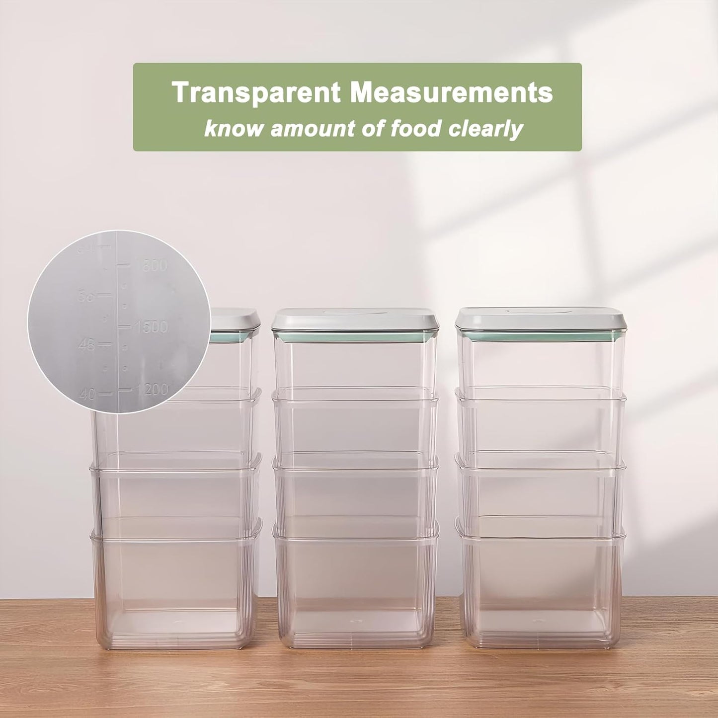 Airtight Food Storage Containers with Lids Pop Up Containers Pasta Organizer for Kitchen Pantry Cereal Snack Flour Sugar Coffee (3pc 1200ml / 1.26qt)