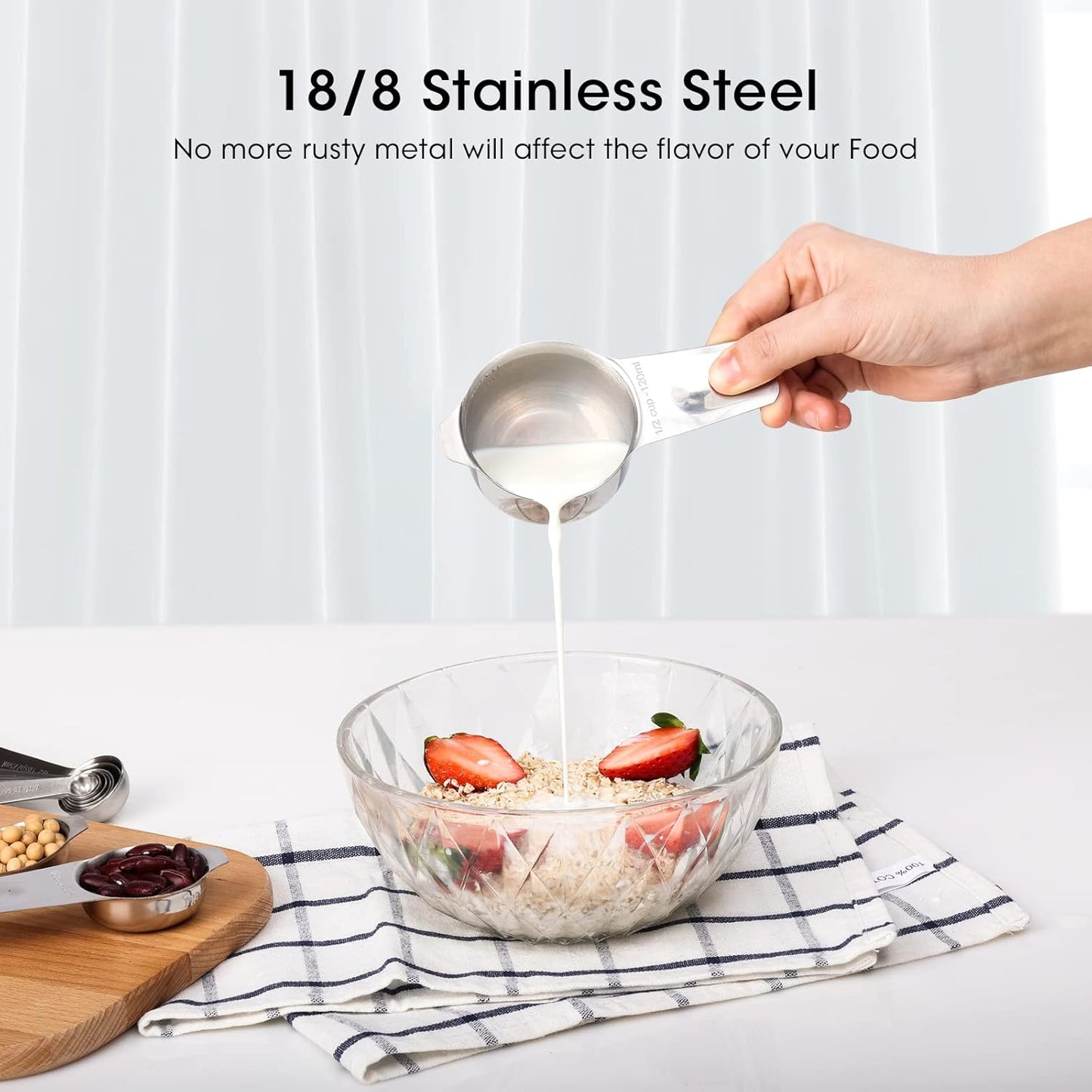 17 Piece Stainless Steel Measuring Cups and Spoons Set, with 1/16 Cup,1/3 Spoon and 1 Leveler