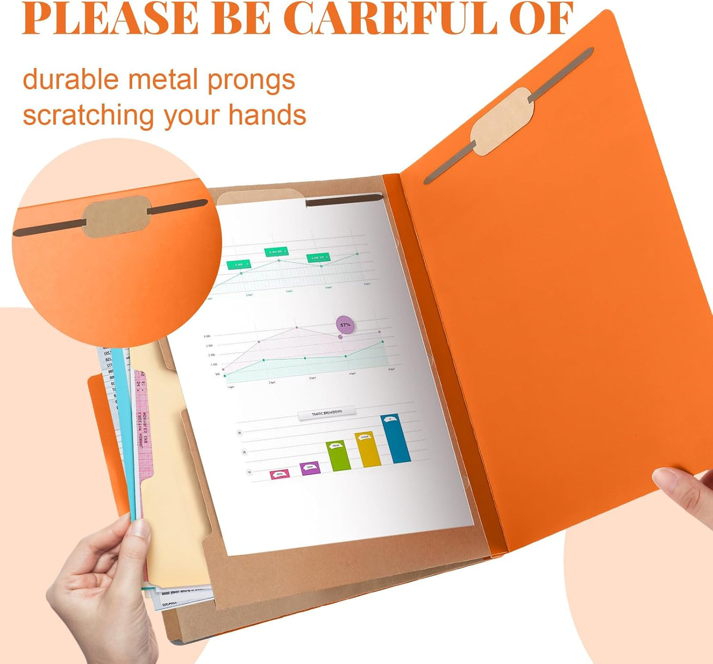 36 Pcs Classification Folders Letter Size, Back to School Supply for Teacher, Student, 2 Pocket Dividers Pressboard File Folder Bulk with 2 Fasteners, 2 in Expanding File Organizer (Orange)