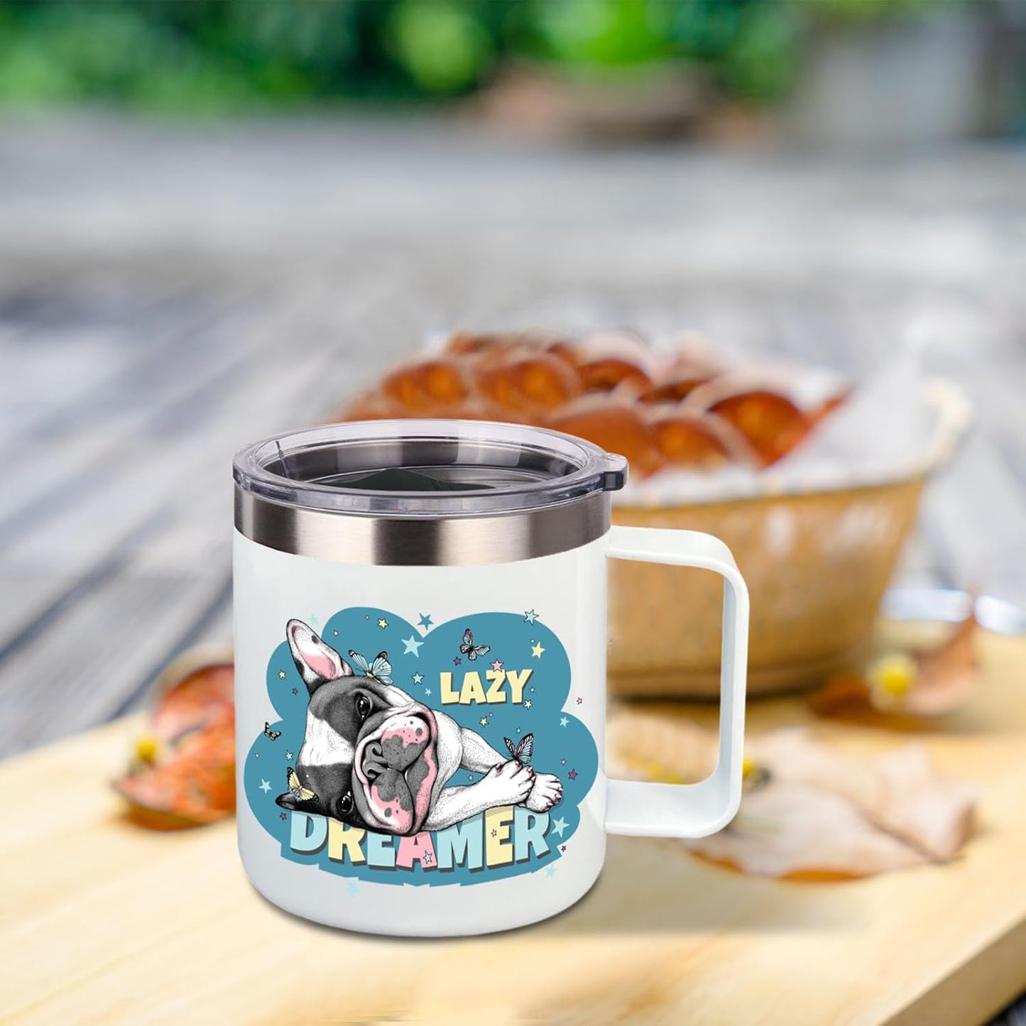 Volhoply 14oz sublimation Insulated Stainless Steel Coffee Mug with Lid Bulk 4 Pack,Double Wall Vacuum Travel Coffee Cup with Handle,Reusable Metal Cups Tumbler,Camping Mugs Keep Hot(Sublimation,4)