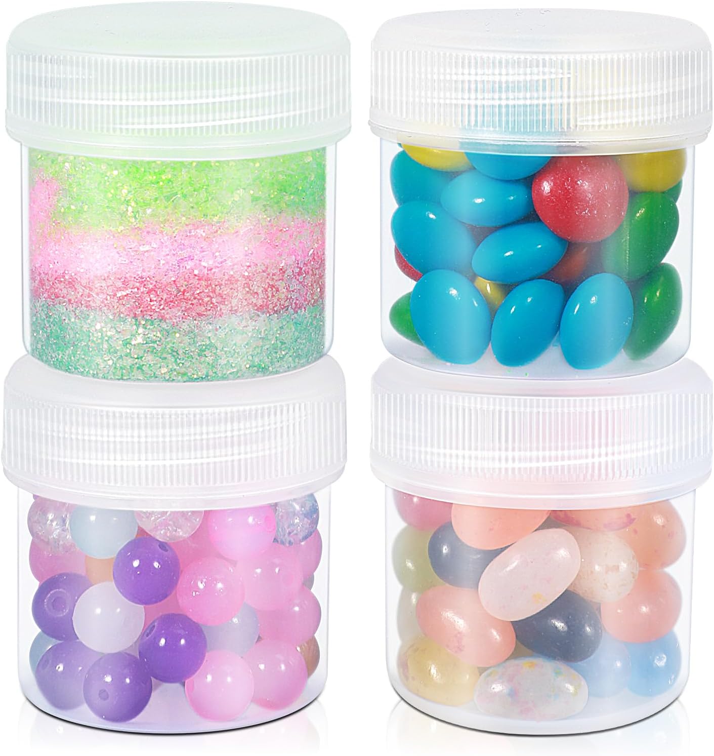 TSA Approved Wide Mouth Travel Size Containers, PP Clear Leak Proof Travel Plastic Jars with Lids for Creams Lotion Cosmetic, Jewelry Beads, Sample, Small Items Storage (1 oz, 4 Pcs)