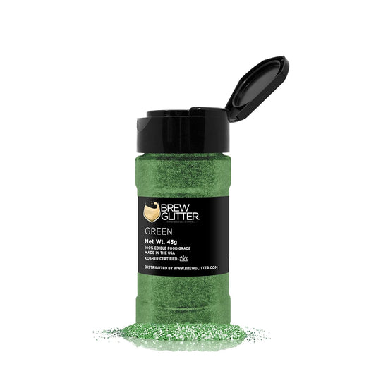 BREW GLITTER Edible Glitter For Drinks, Cocktails, Beer, Garnish Glitter & Beverages | KOSHER & HALAL Certified | 100% Edible & Food Grade | Vegan, Gluten, Nut Free (45g Shaker, Green)