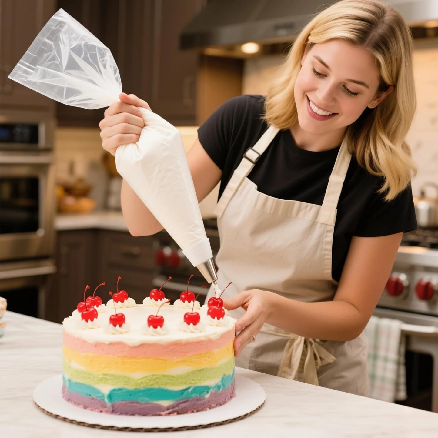 100 PCS Disposable Icing Piping Bags, HOMIOVE 23 Inch XL Large Thick Disposable Cream Frosting Bags, Anti Burst Non-Slip Design, Cake Decorating Bags for Tips Baking Cupcake