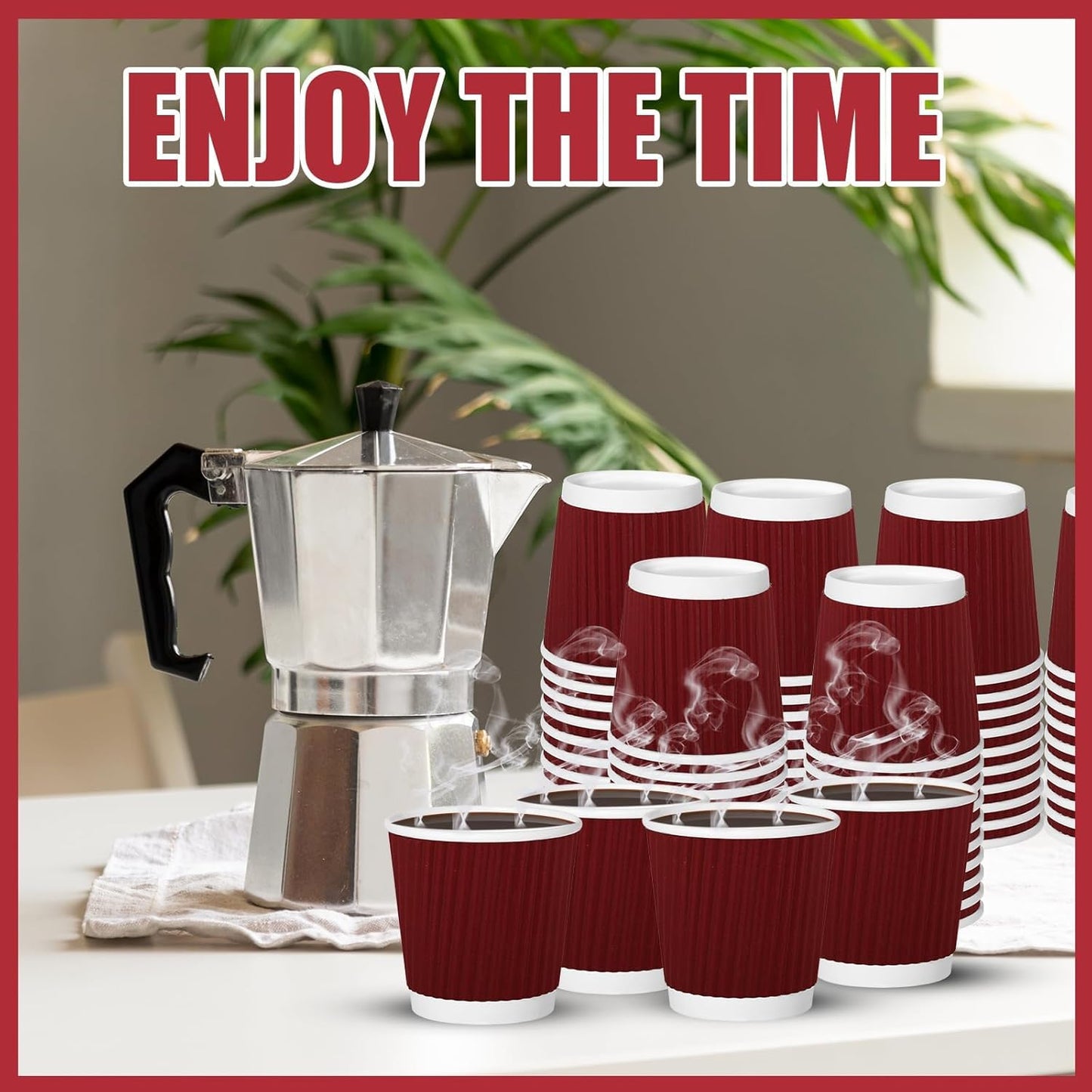 240Pack Paper Espresso Coffee Cups, 4 oz Disposable Coffee Cups,Corrugated Insulated Ripple Wall, Paper Ripple Cups for Coffee, Hot Chocolate and Hot Tea Drinks -Red