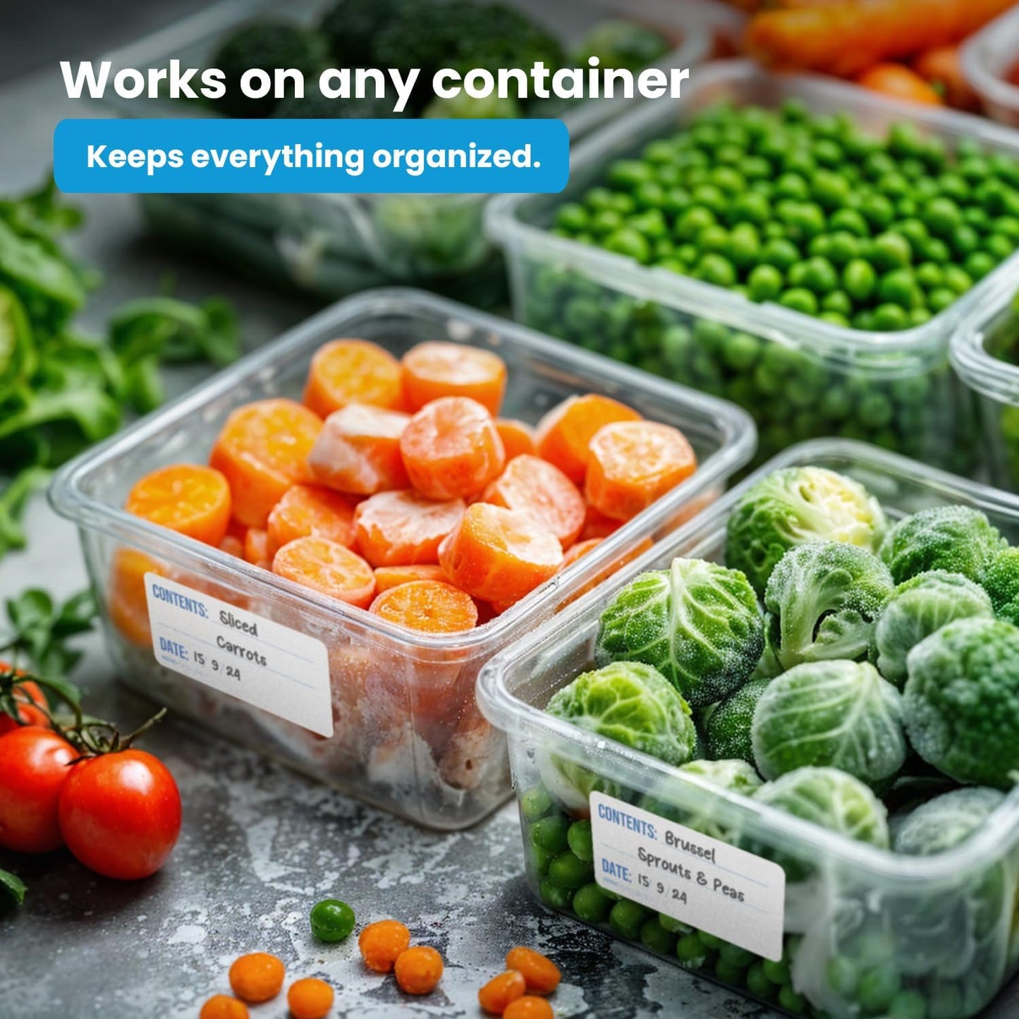 MESS Dissolvable Freezer Labels – 500-Pack – Removable Labels for Containers, Blank Food Storage Stickers, 1x2 in, Bottles, Jars & Freezer Use