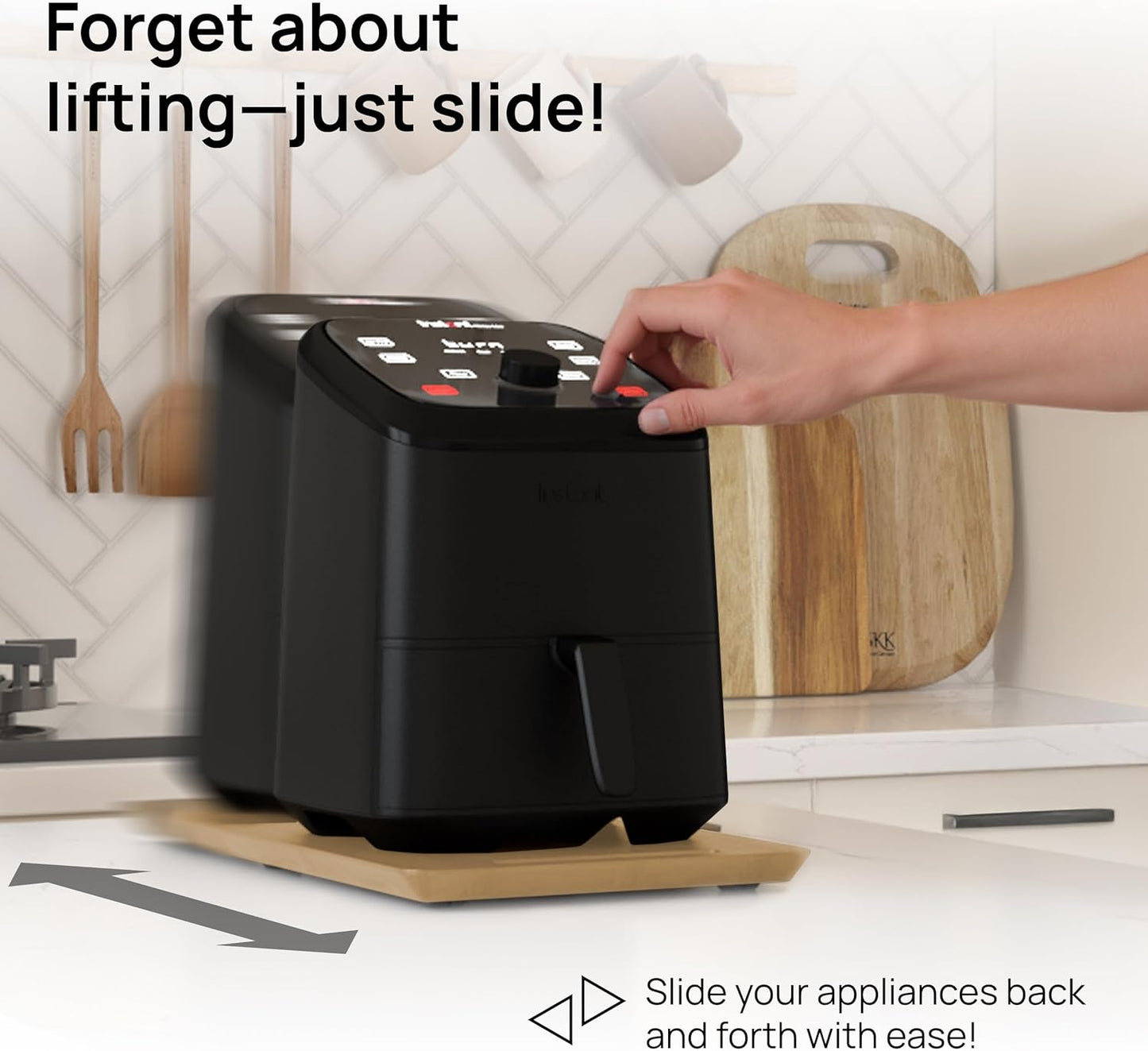 Ibyx Elegant Sliding Tray for Your Coffee Maker & Heavy Kitchen Appliances - Sturdy, Slides Easily from Under The Cabinet (Natural, 9.5”W x 14”D)