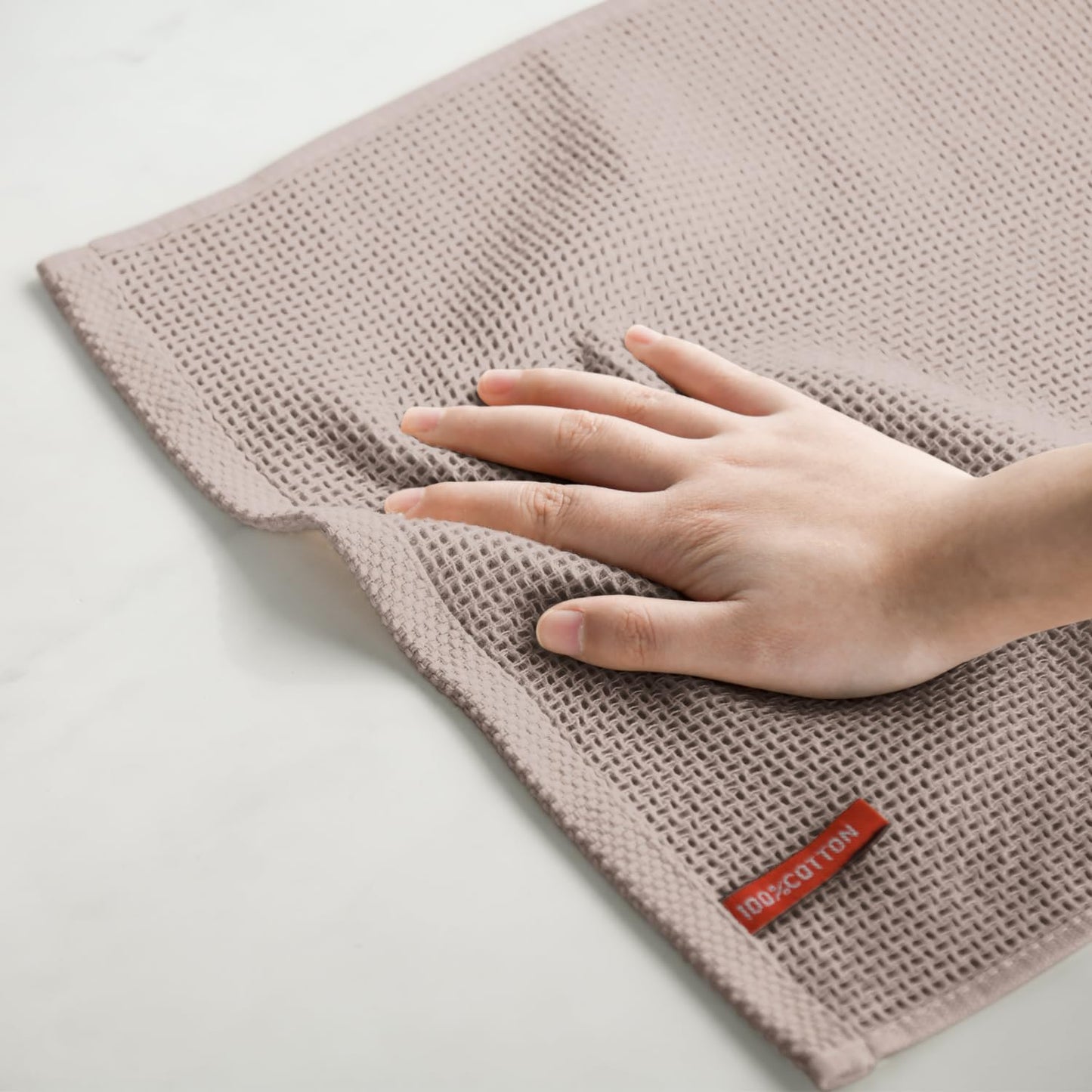 Artoid Mode 100% Cotton Brown Waffle Weave Kitchen Dish Cloths, 13x28 Inch Ultra Soft Absorbent Quick Drying Kitchen Dish Towels Set of 4