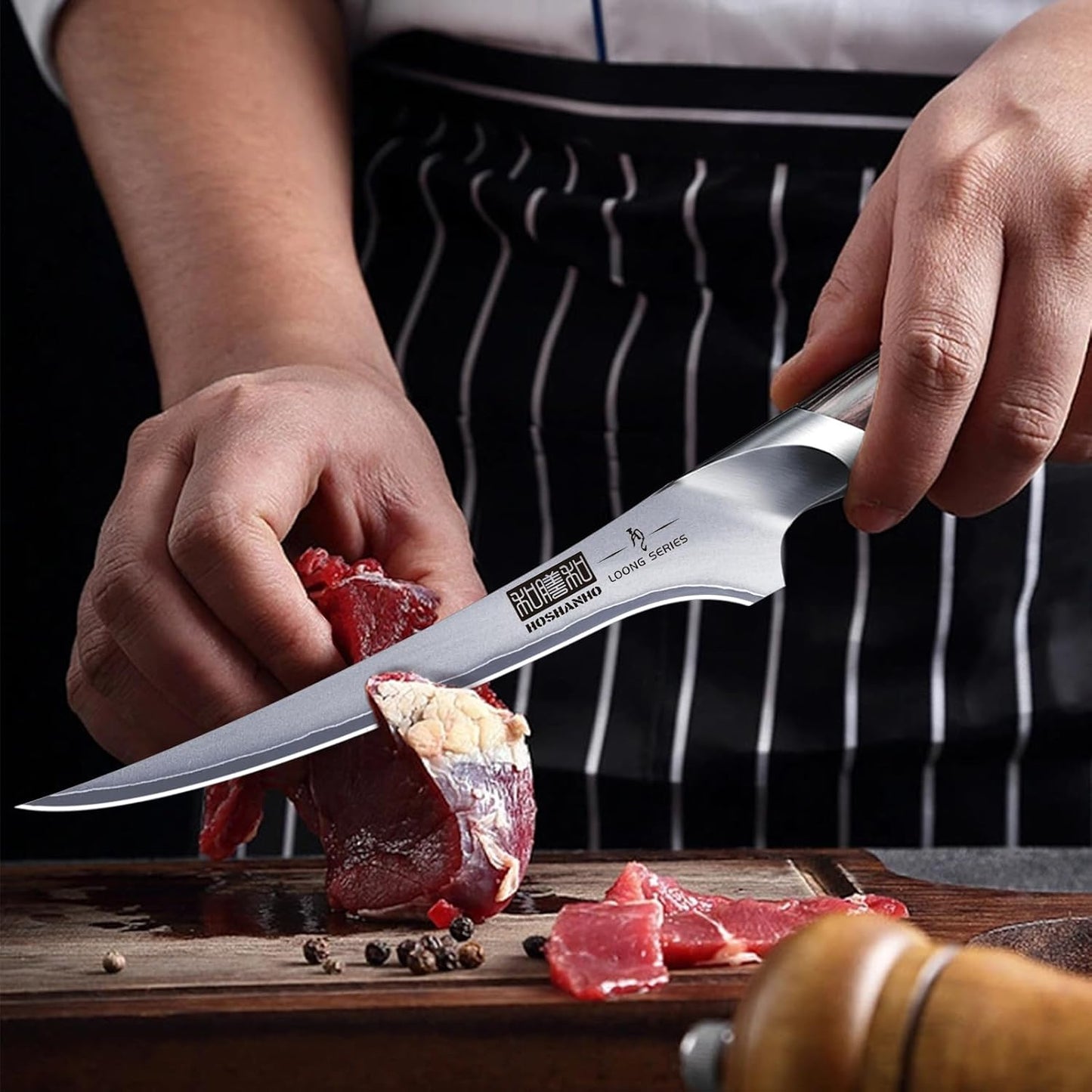 Fillet Knife 7 Inch, Super Sharp Boning Knife in High Carbon Stainless Steel, Professional Japanese Fish Knives for Meat Poultry Cutting