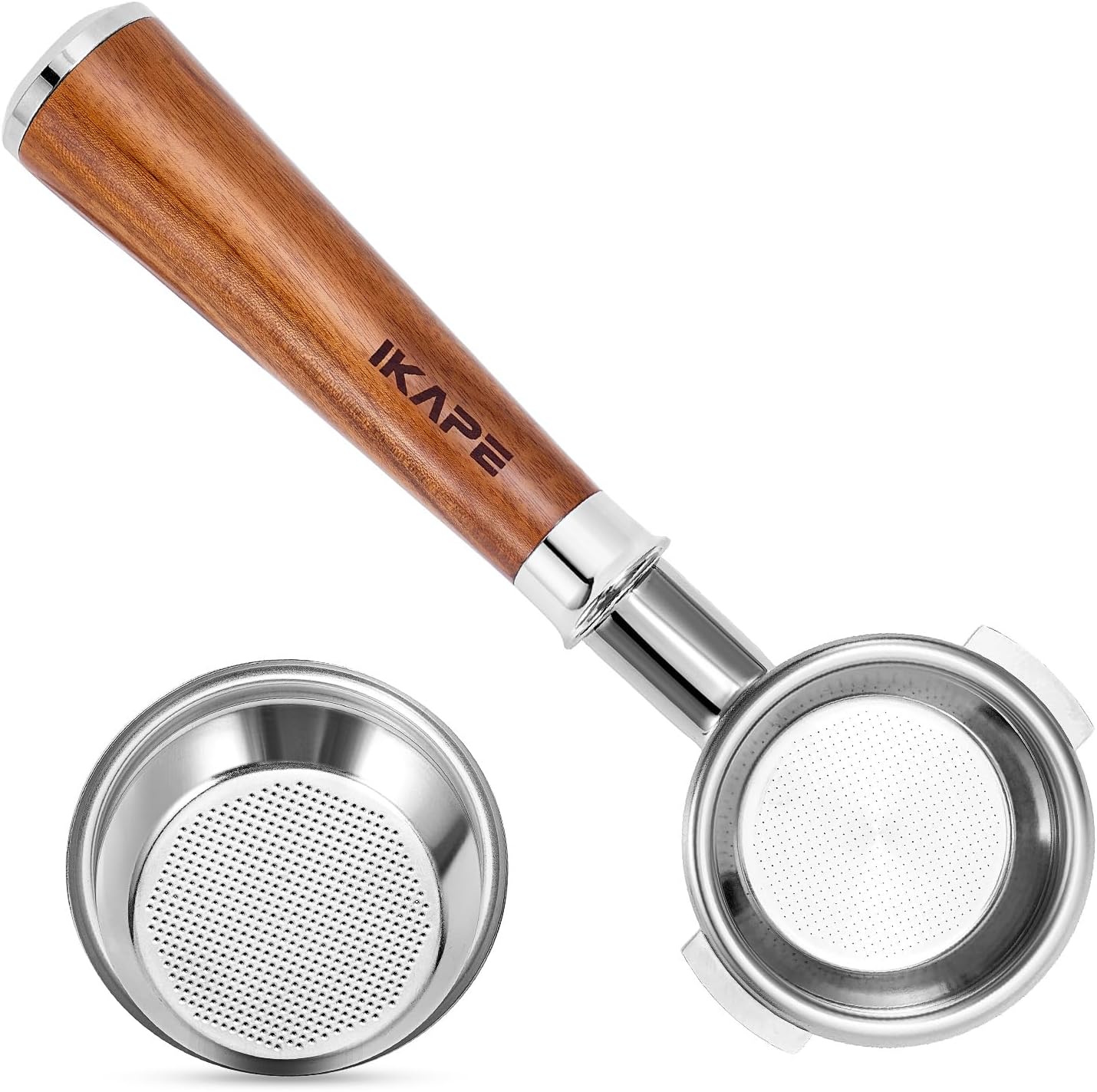 IKAPE Coffee Products, E61 Bottomless Naked Portafilter Compatible with E61, Flair 58, ECM, Rocket, Sanremo, Synesso, Slayer, VBM Coffee Machines (Included 18g Capacity Filter Basket)