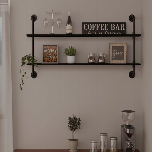 Floating Bookshelf Shelves Industrial Pipe Shelving Pipe Shelf Rustic Black Wall Shelves 36 Inch Farmhouse for Wall Mounted