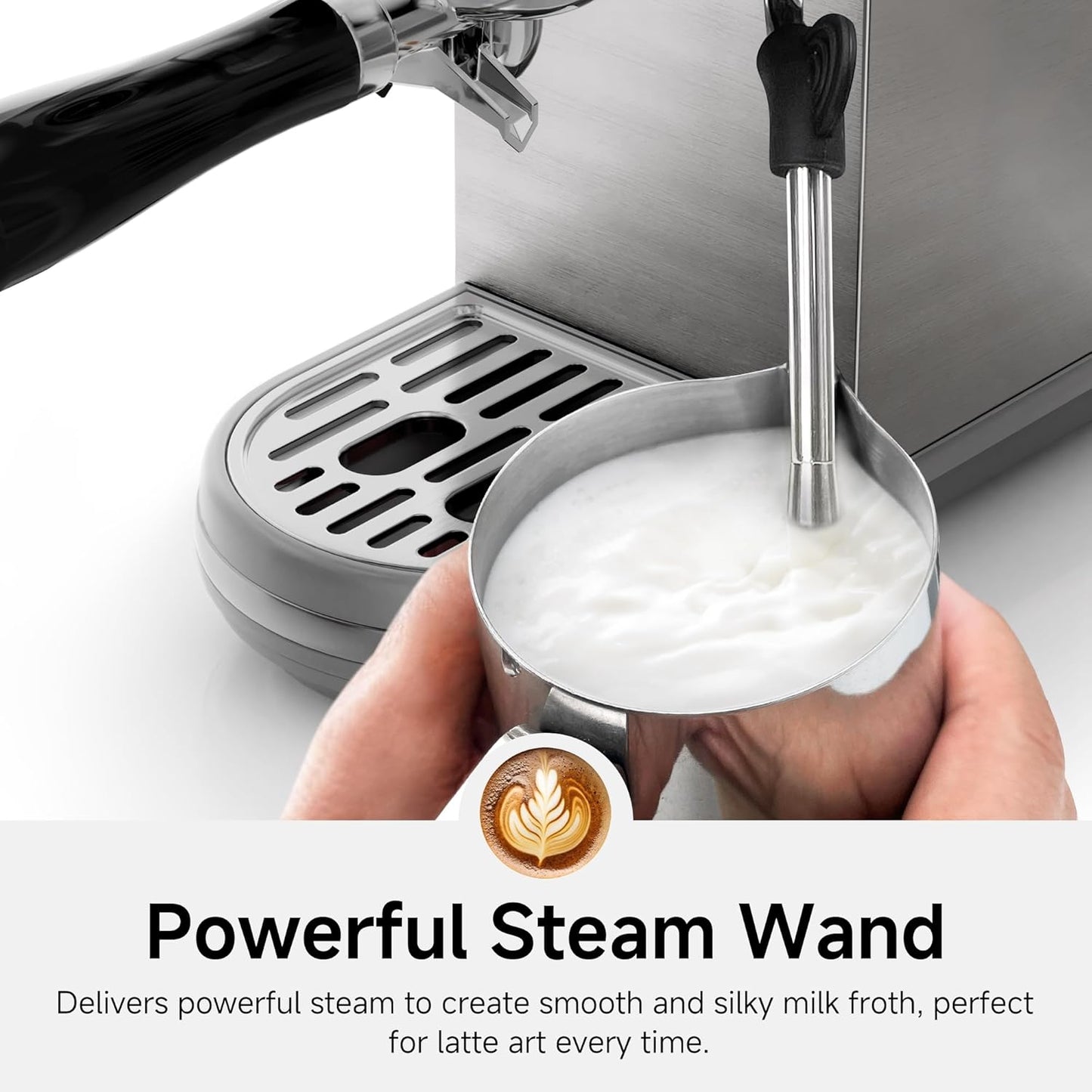 HIBREW H10B - 51mm Espresso Machine - Temperature & Cup Volume Adjustable at will - With Intelligent Display Screen & Pressure Gauge - Stainless Steel Body(Metallic Grey)