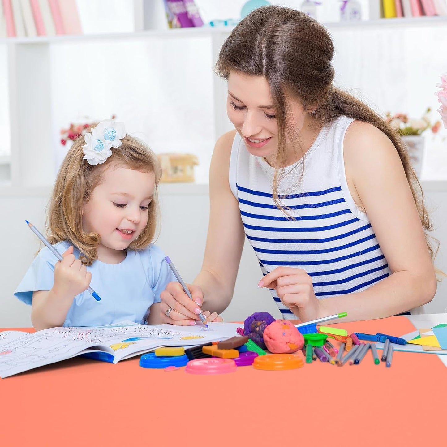 Silicone Mat Heat Resistant Mats for Countertop, Large Silicone Mats for Kitchen Counter Crafts Workbench Table, Size 48x24 inches Thick 2mm,Rolled Package,Coral