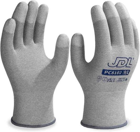 JDL ESD Work Gloves, Anti-Static Gloves for PC Building, 36 pairs, Computer Installation & Repair, High Resistance Carbon Fiber Gloves, Medium