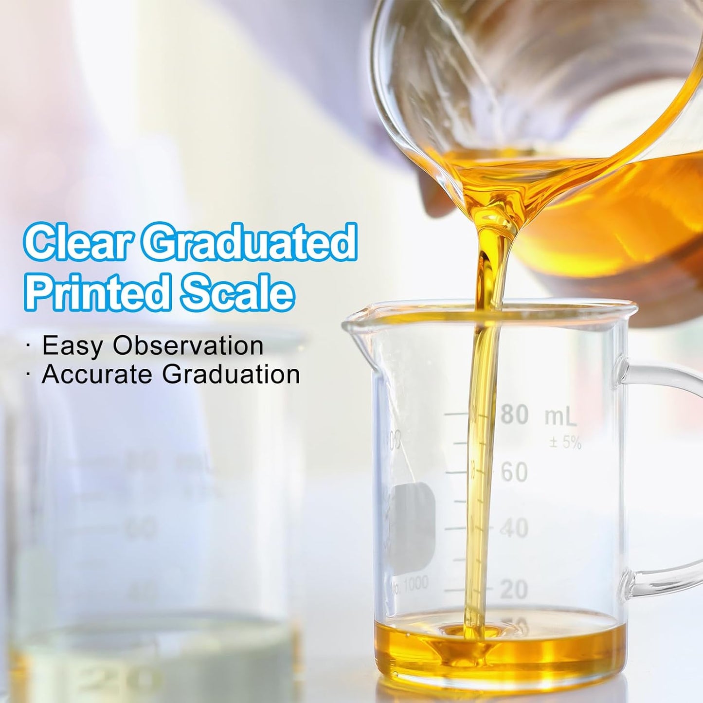 PATIKIL 500ml Glass Measuring Cup, 3.3 Borosilicate Glass Graduated Black Printed Scale Liquid Measure Cups Beaker with Wood Lid and V-Shaped Spout for Kitchen