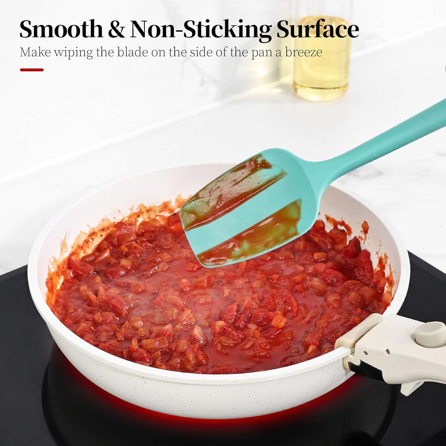 600ºF Heat Resistant Spatula, 11.34 inch High Heat Food Safe Semless Kitchen Silicone Spoon Spoonula Scraper for Cooking Baking Mixing Scraping Stirring Nonstick Cookware Pan Bowl (Turquoise)