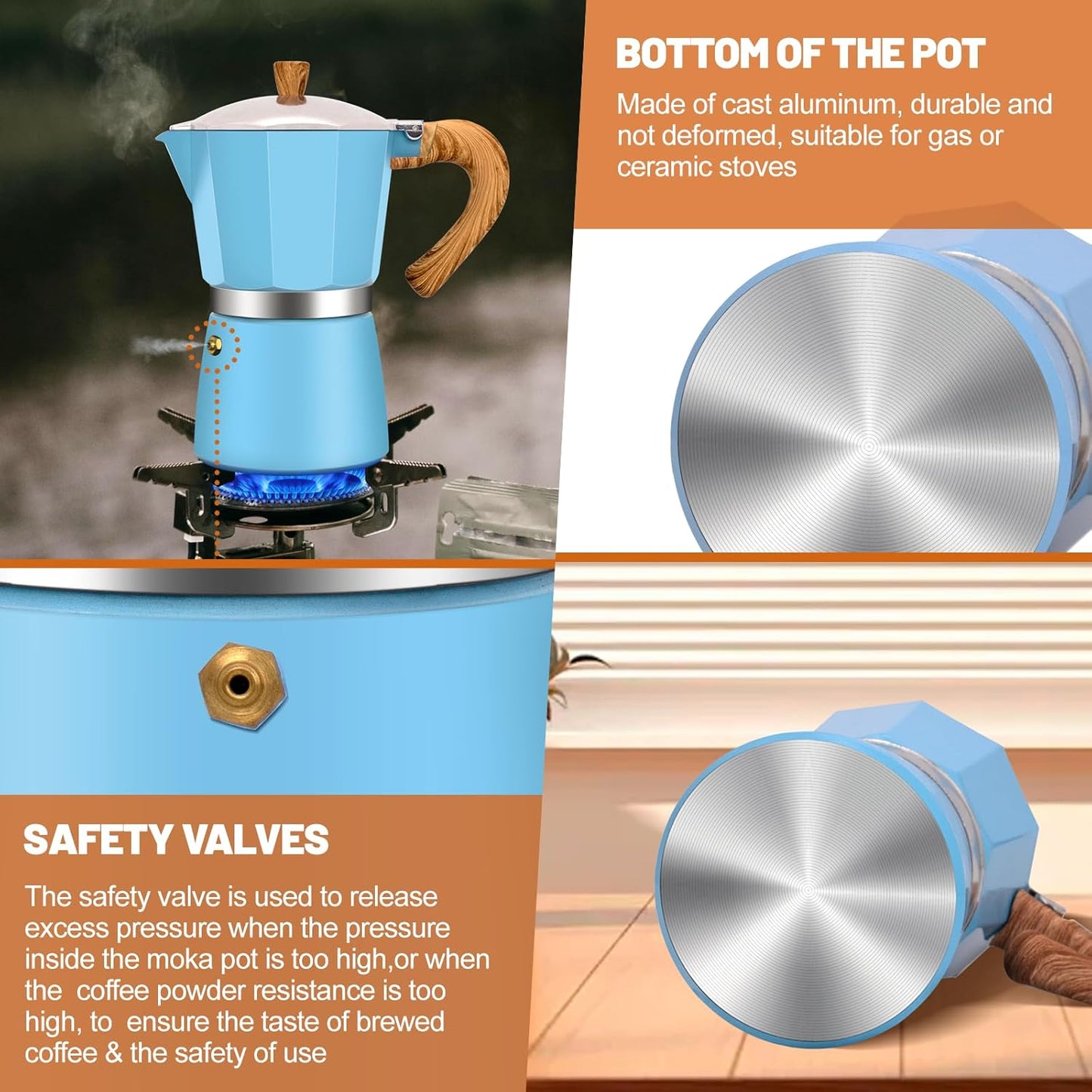 3 Cup Aluminum Espresso Stovetop Moka Pot Express Coffee Maker Percolator Italian Classic Mocha Coffee Machine for Italian and Cuban Cafe Brewing for Home & Camping 150ml 5oz