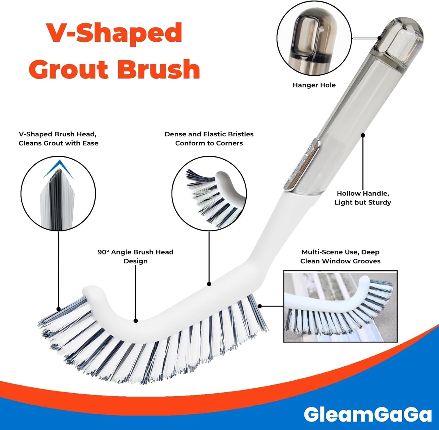 3 Pack Scrub Brush Set – Heavy-Duty Scrub Brushes for Cleaning with Handle, Cleaning Brush with Stiff Bristles, Shower Scrubber for Bathroom, Bathtub, Kitchen, Tile, Floor, Grout, Sink & Carpet