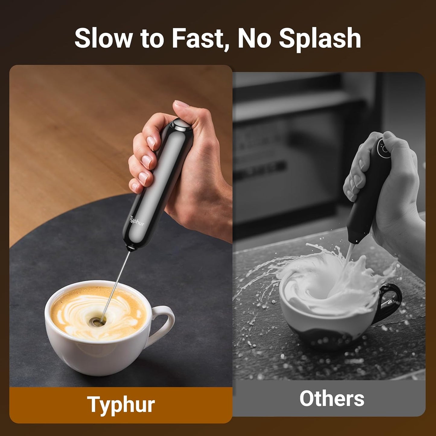 InstaWhisk Milk Frother with Variable Speed, Battery Operated Handheld Coffee Foam Frother Wand, Electric Drink Mixer with Stand & Detachable Double Whisk, Stainless Stirrer for Latte, Matcha, Protein