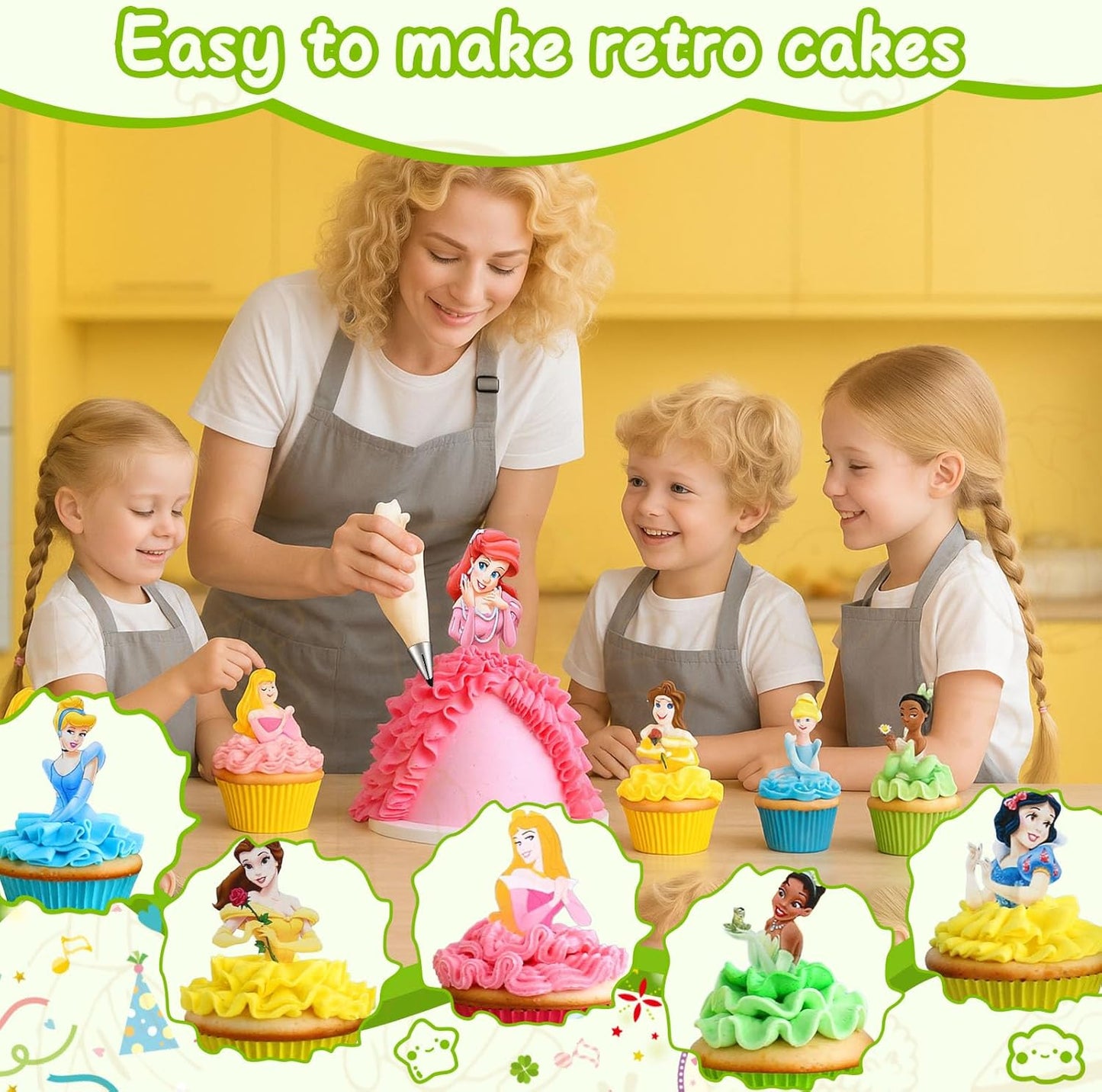 Suuker 7 Pieces Pleated Skirt Piping Nozzles Set, Stainless Steel Russian Nozzles Tips Piping Set For Pastry Fondant,Cake Decorating Supplies Baking Set Tools