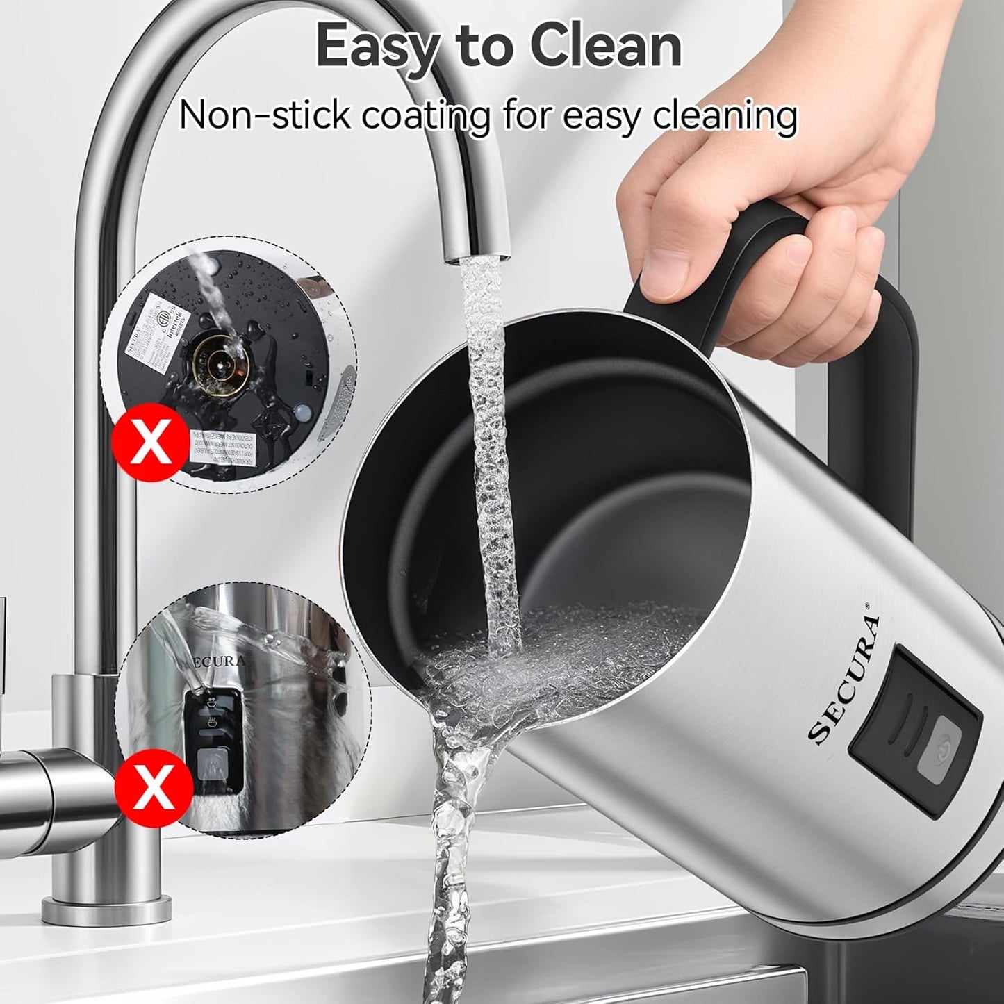 Secura Milk Frother, Electric Milk Steamer Stainless Steel, 8.4oz/250ml Automatic Hot and Cold Foam Maker and Milk Warmer for Latte, Cappuccinos, Macchiato, 120V