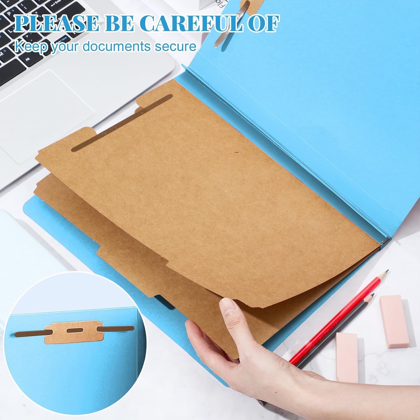 36 Pcs Classification Folders Letter Size, 2 Divider Pressboard File Folders with 3. 5 Inch Expansion, 2 Prongs Fastener, Heavy Duty Office File Organizers for Teachers, Medical (Blue)