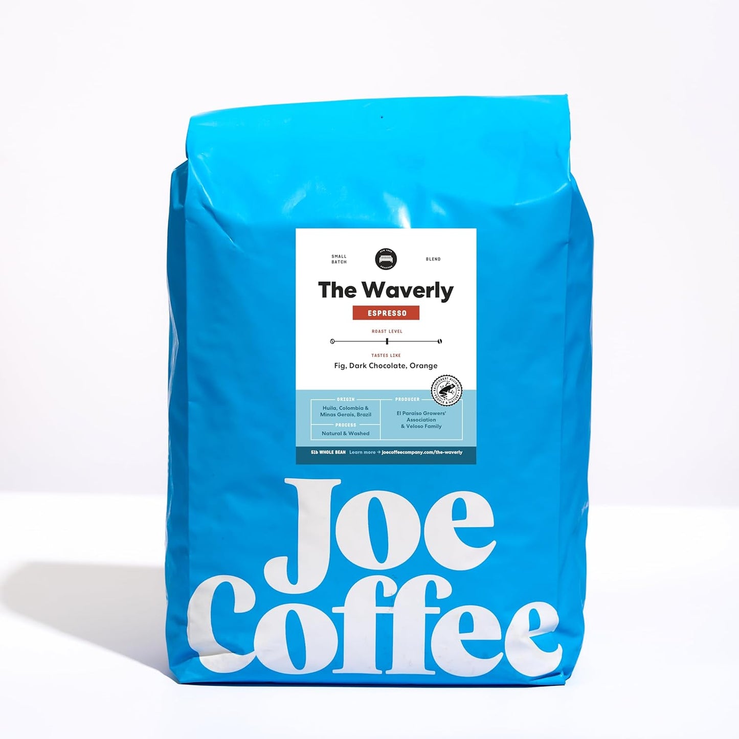 Joe Coffee Company - The Waverly Whole Bean Specialty Coffee, 5 lb Bag | NYC Roaster, Rainforest Alliance Certified, Kosher, Climate-Friendly