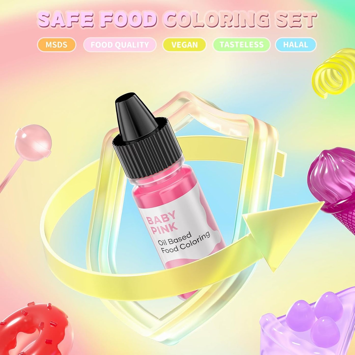 Oil Based Food Coloring for Chocolate Macaron Oil Edible Food Dye Set for Baking Royal Icing Cookie Supplies Gluten Free 7x6ml Food Grade Food Color Kit, 0.25 Fl. Oz/Bottles