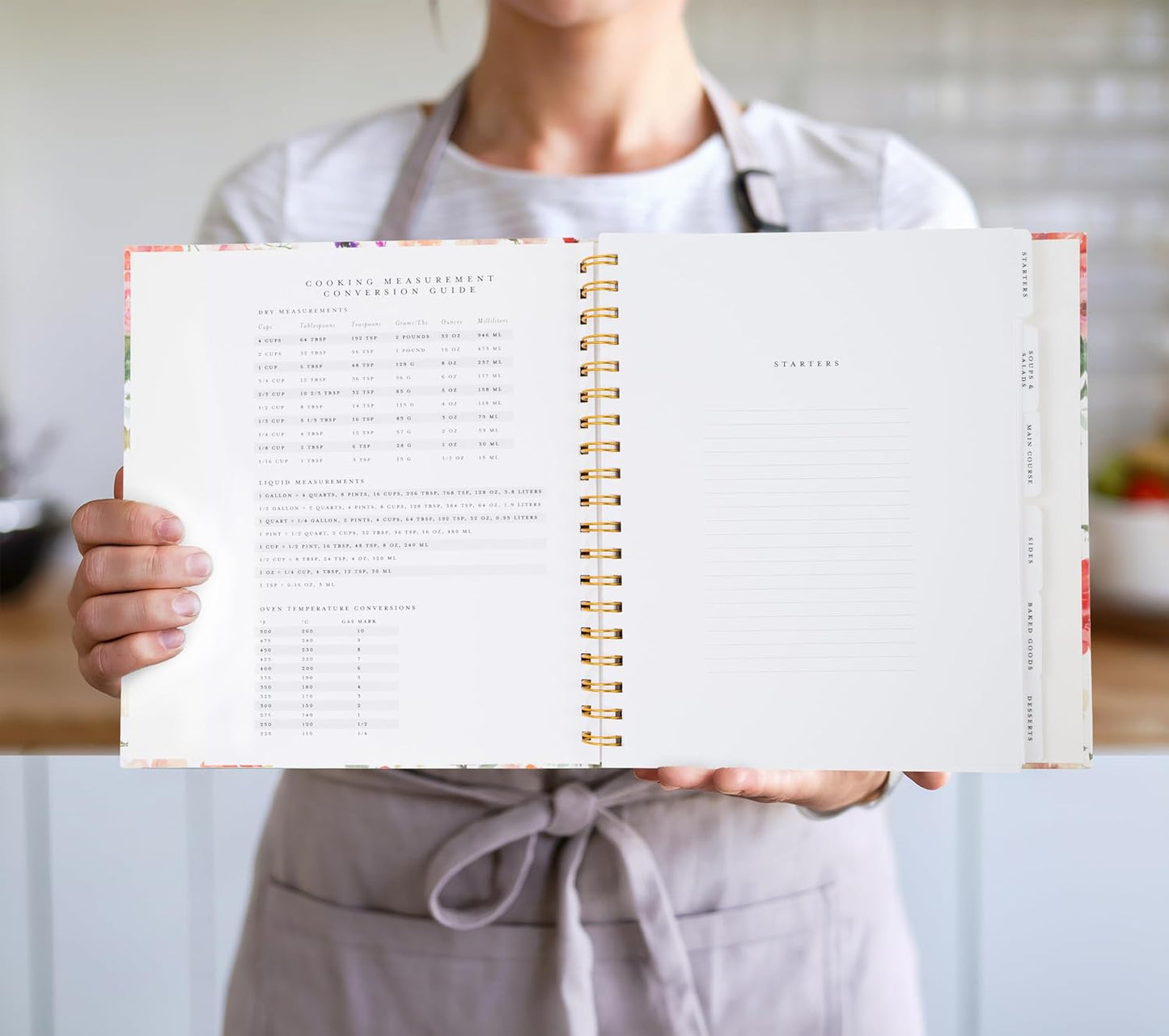 Itsy Belle Studio Make Your Own Cookbook – Blank Recipe Book to Write in Your Own Recipes | Hidden Spiral Bound Personalized Recipe Binder with back pocket & Conversion Charts | Holds 240 Recipes