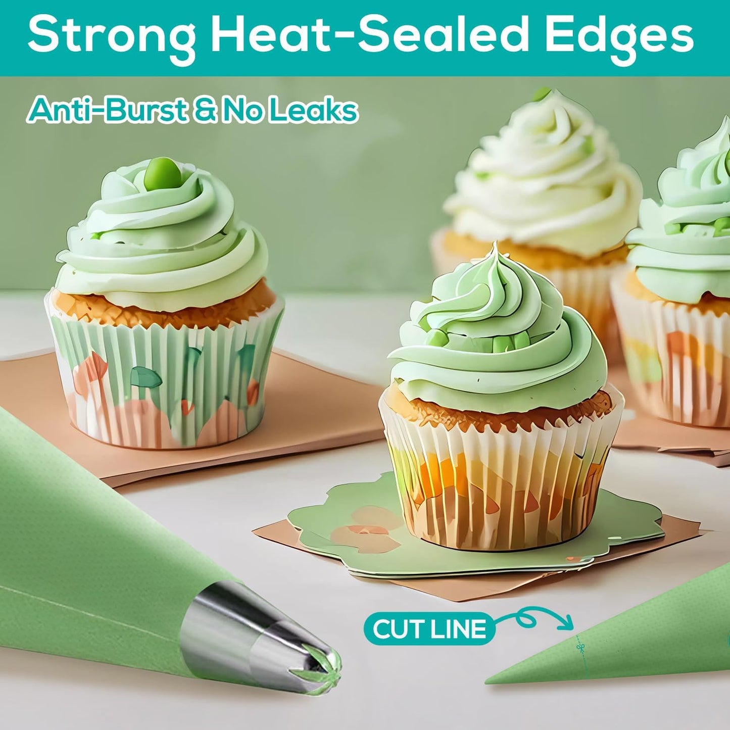 16 Inch Thick Disposable Piping Bags, 100PCS Anti Burst Pastry Bags for Cake Decorating Cream Frosting and Baking Supplies, Tipless Piping