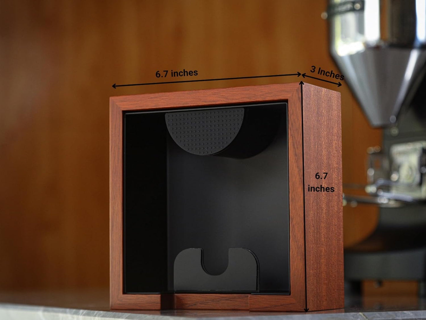 58mm Espresso Knock Box Set – Rosewood Tamping Station Organizer & Coffee Grounds Bin | Professional Espresso Accessories for 58mm Portafilter Machines