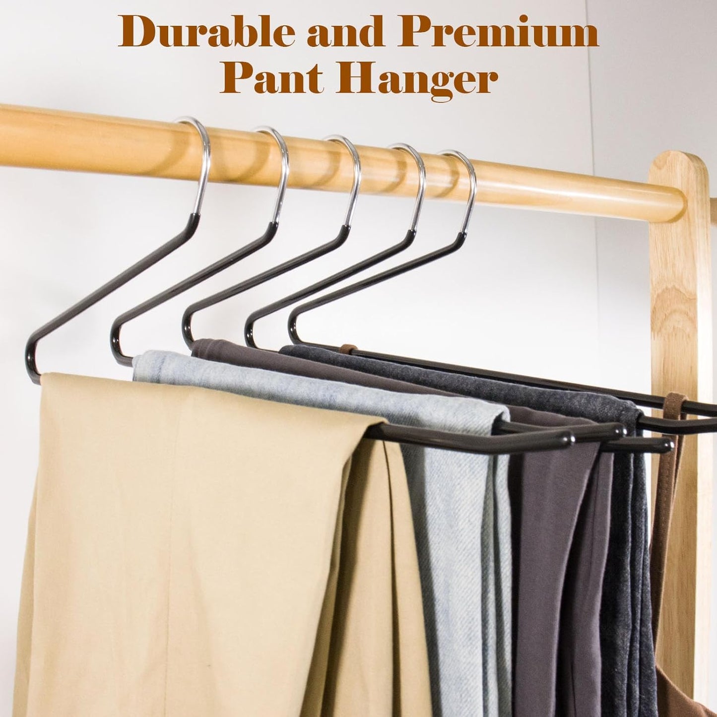 Pants Hangers,30-Pack Clothes Hangers Space Saving, Non-Slip Open-Ended Pant Hanger,Black Metal Hangers Design for Jeans,Slacks,Scarf (Black)