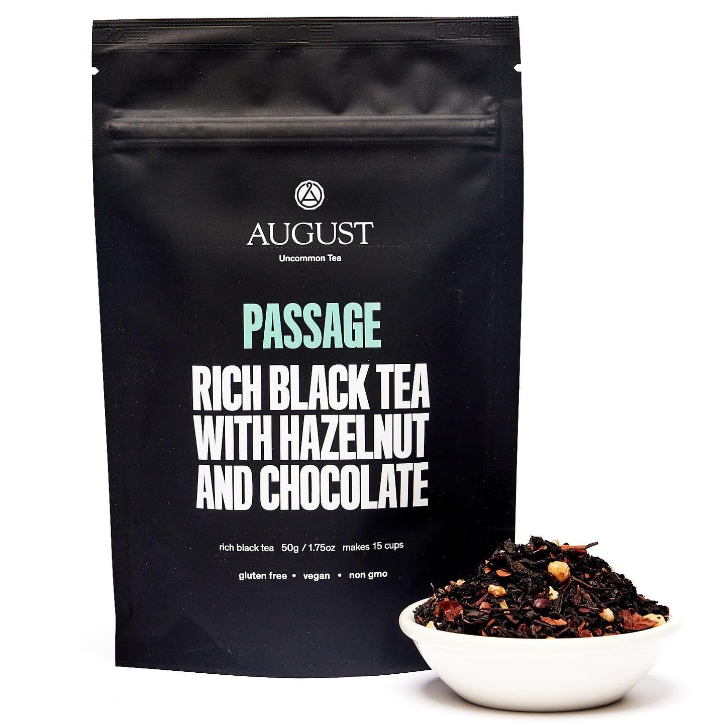 August Uncommon Passage Black Tea – Rich and Indulgent Blend with Notes of Roasted Nuts and Dark Cocoa – Loose Leaf Tea Caffeinated for Daily Enjoyment in a Resealable Pouch (1.75oz)