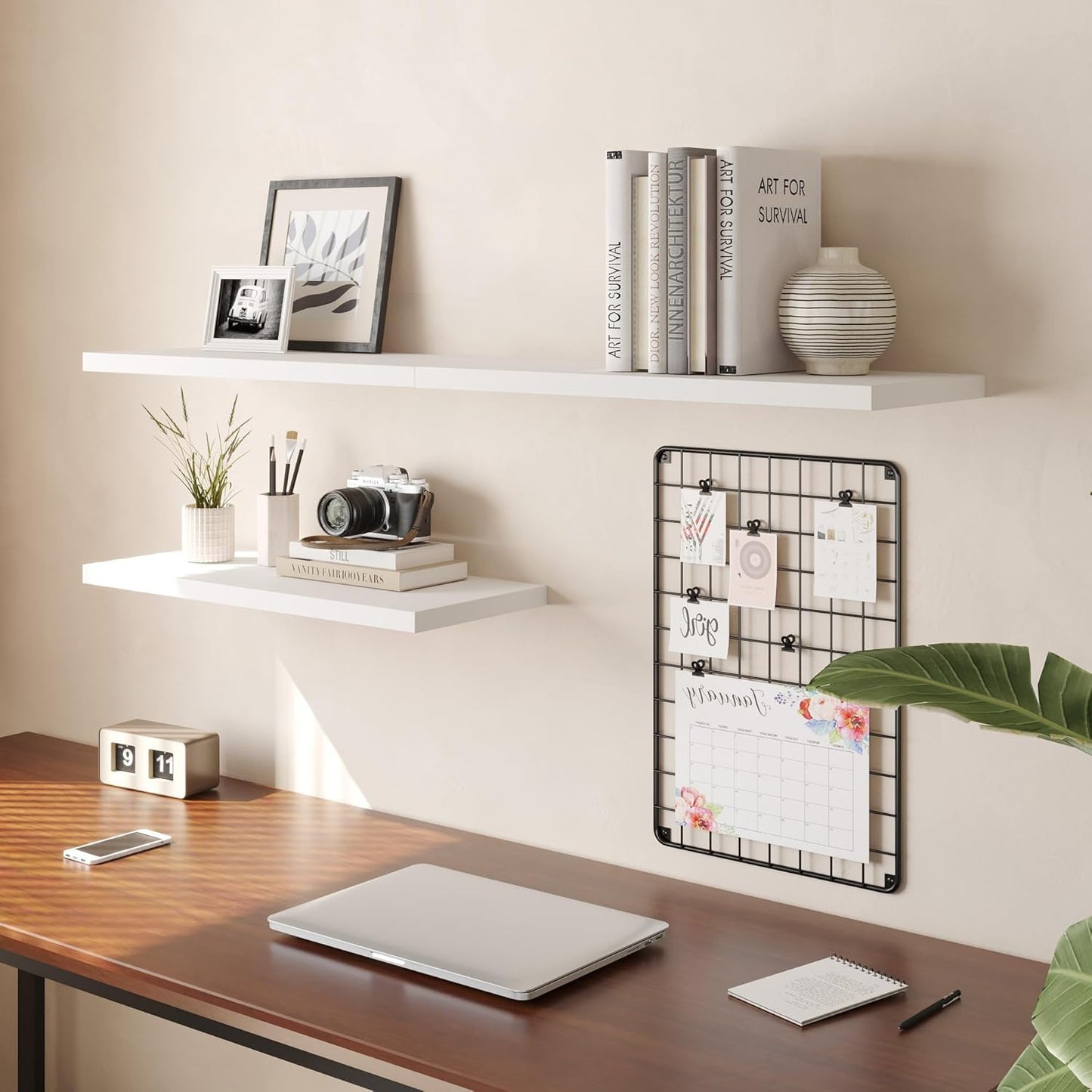 Wall Shelf Set of 3, White Floating Shelves 30 in W x 10 in D x 1 in H, Wooden Floating Wall Shelf with Invisible Brackets for Living Room/Bedroom/Bathroom/Kitchen Storage and Decor