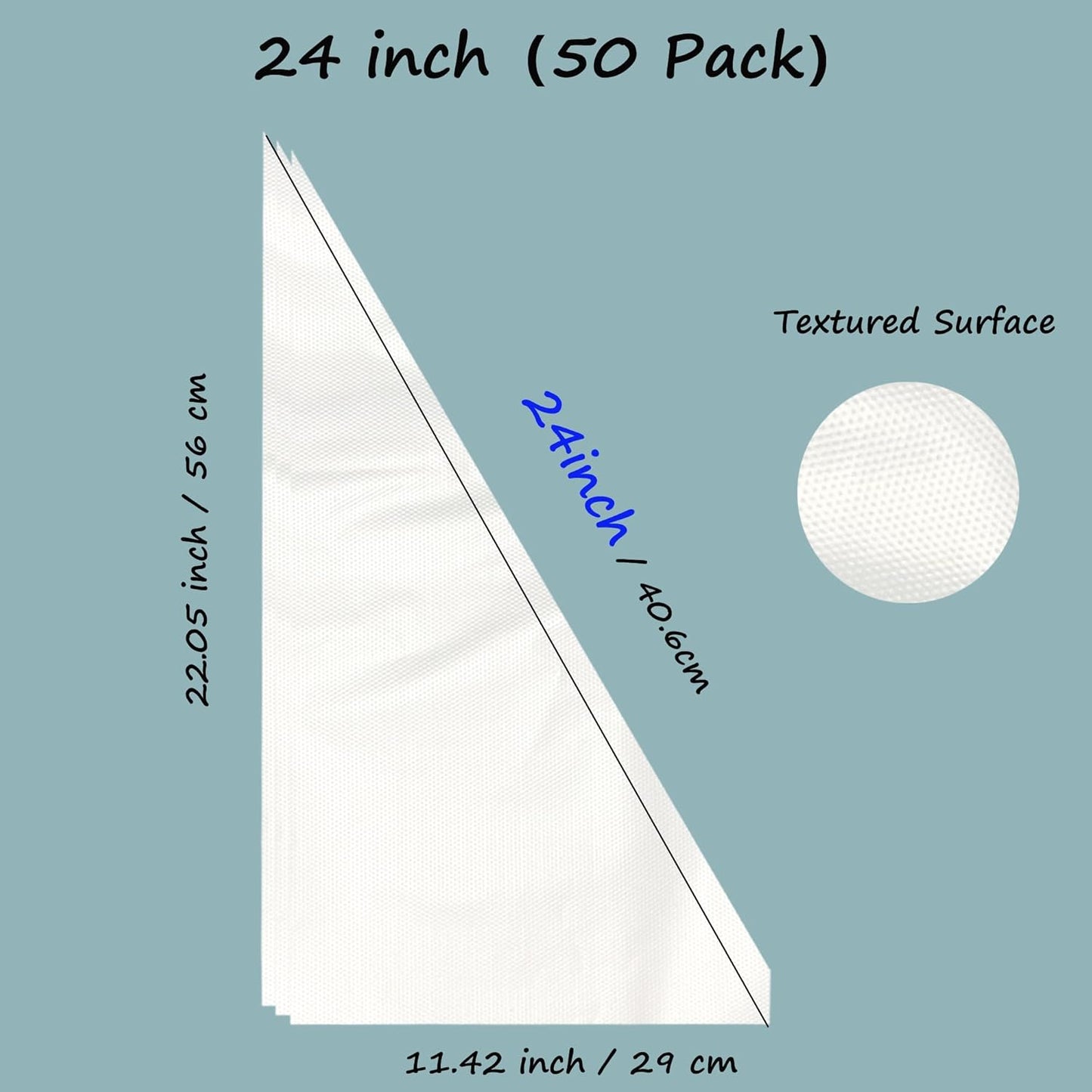 Extra Large Piping Bags 24 Inch, HOMIOVE 50 Pack Long Big Disposable Pastry Bags Thick Anti-Burst Tipless Cake Decorating Bags for Decorating Cupcakes Cakes Cookies