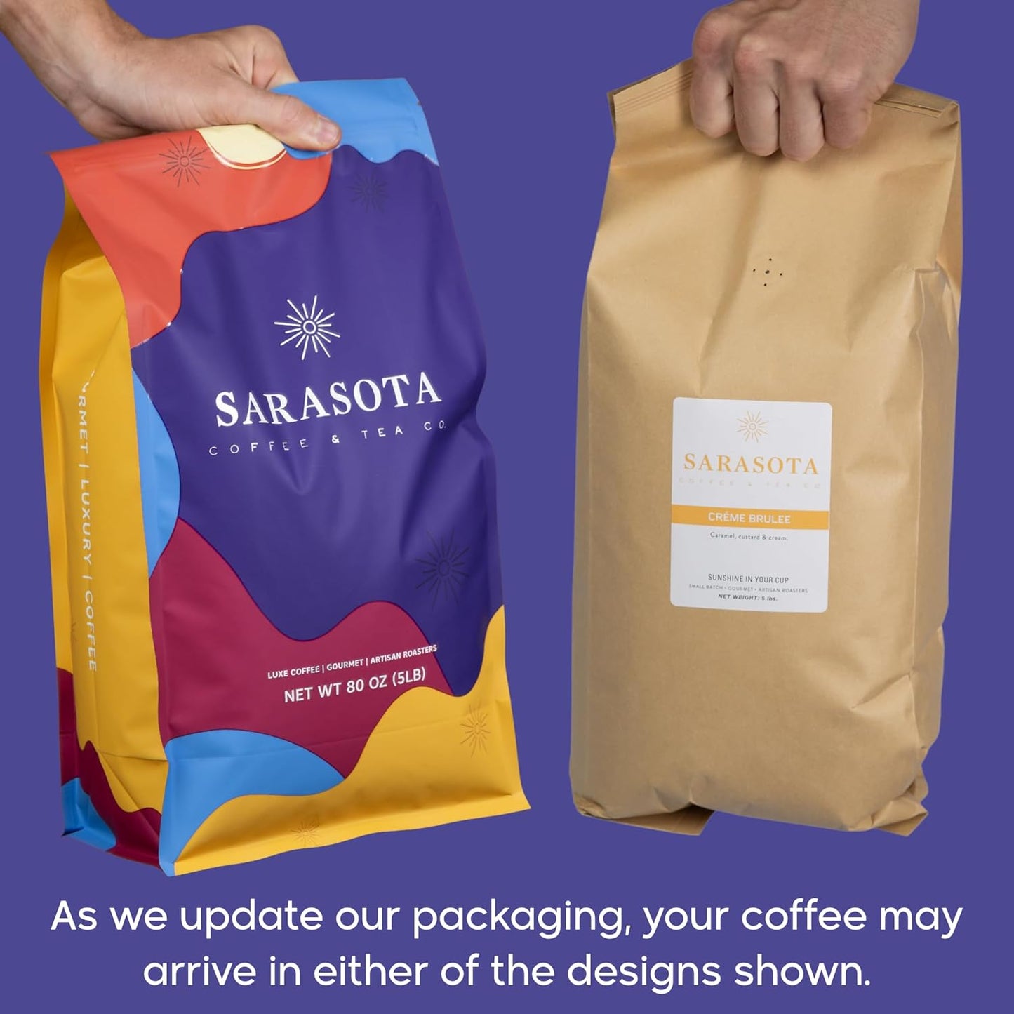 Sarasota Coffee Whole Bean Creme Brulee | Medium Roast Gourmet Flavored Coffee Beans | Low Acid, Mold Free, Specialty Grade Bulk Beans | 5lb (80 oz)